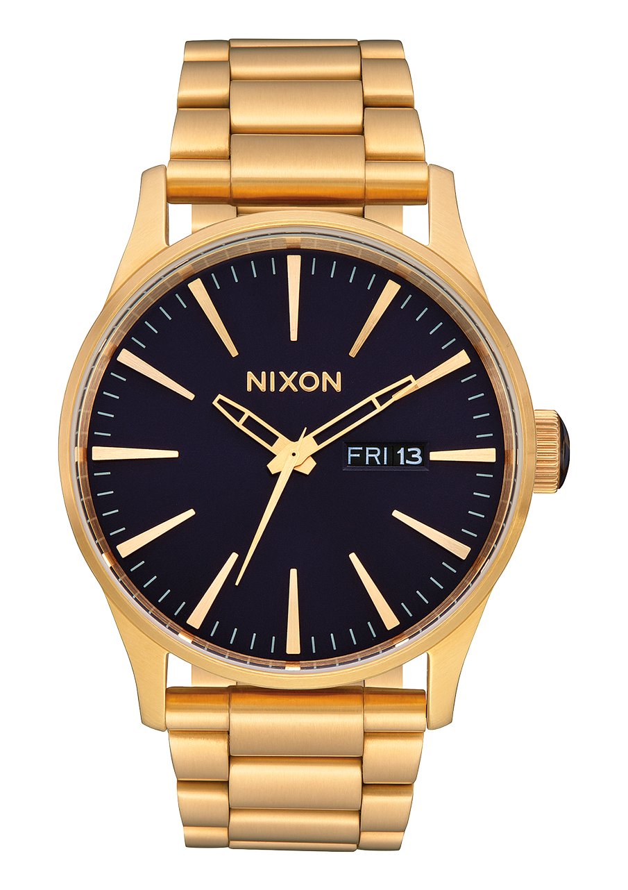 NIXON Sentry Stainless Steel Gold Dial and Indigo Steel Bracelet 36mm Unisex Watch