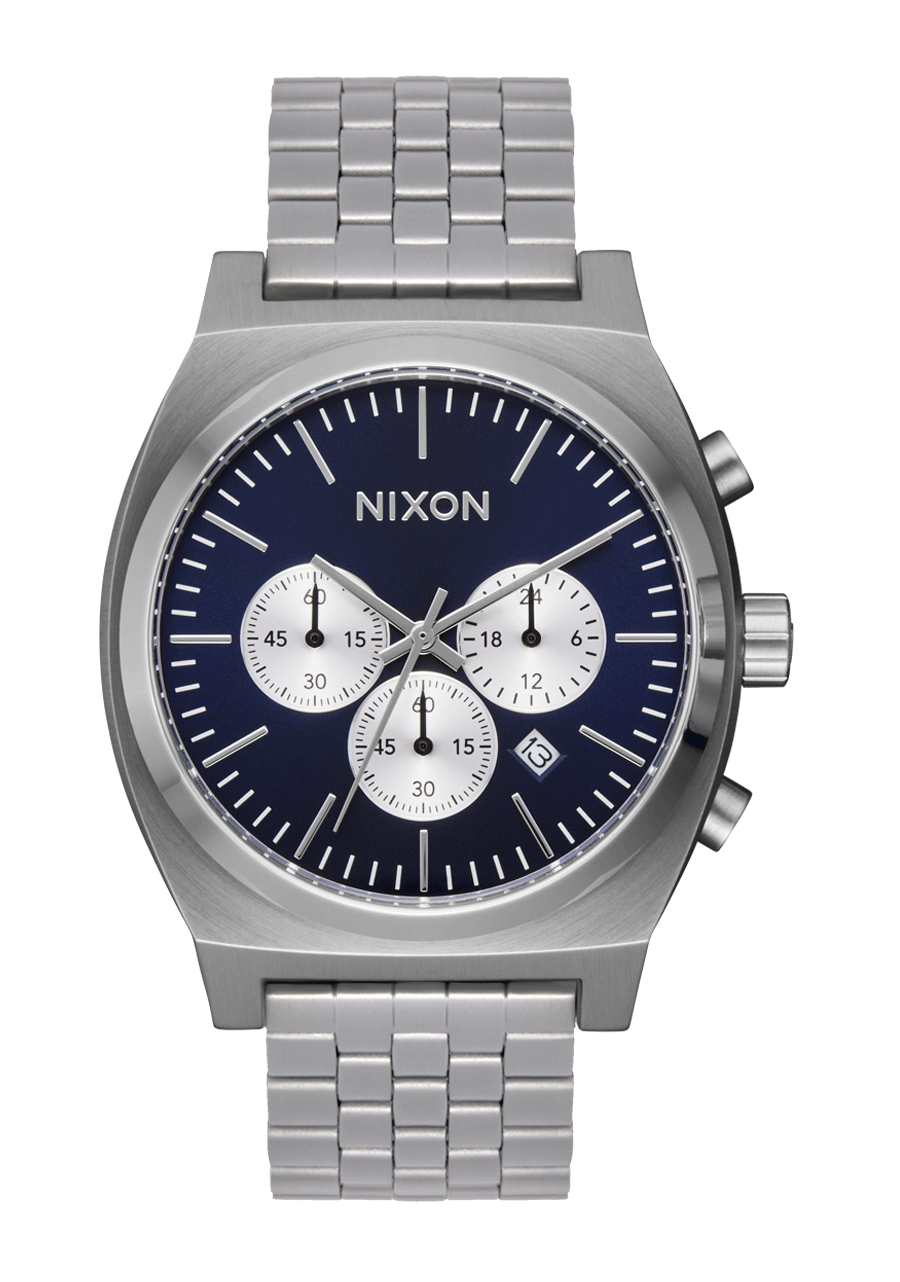NIXON Time Teller Silver Dial and Blue Steel Bracelet 40mm Unisex Watch