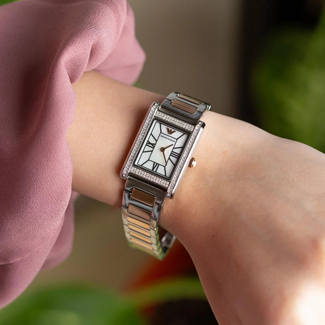 Emporio Armani Genni Quartz Mother Of Pearl Dial Analog Stainless Steel Women's Watch | AR11626