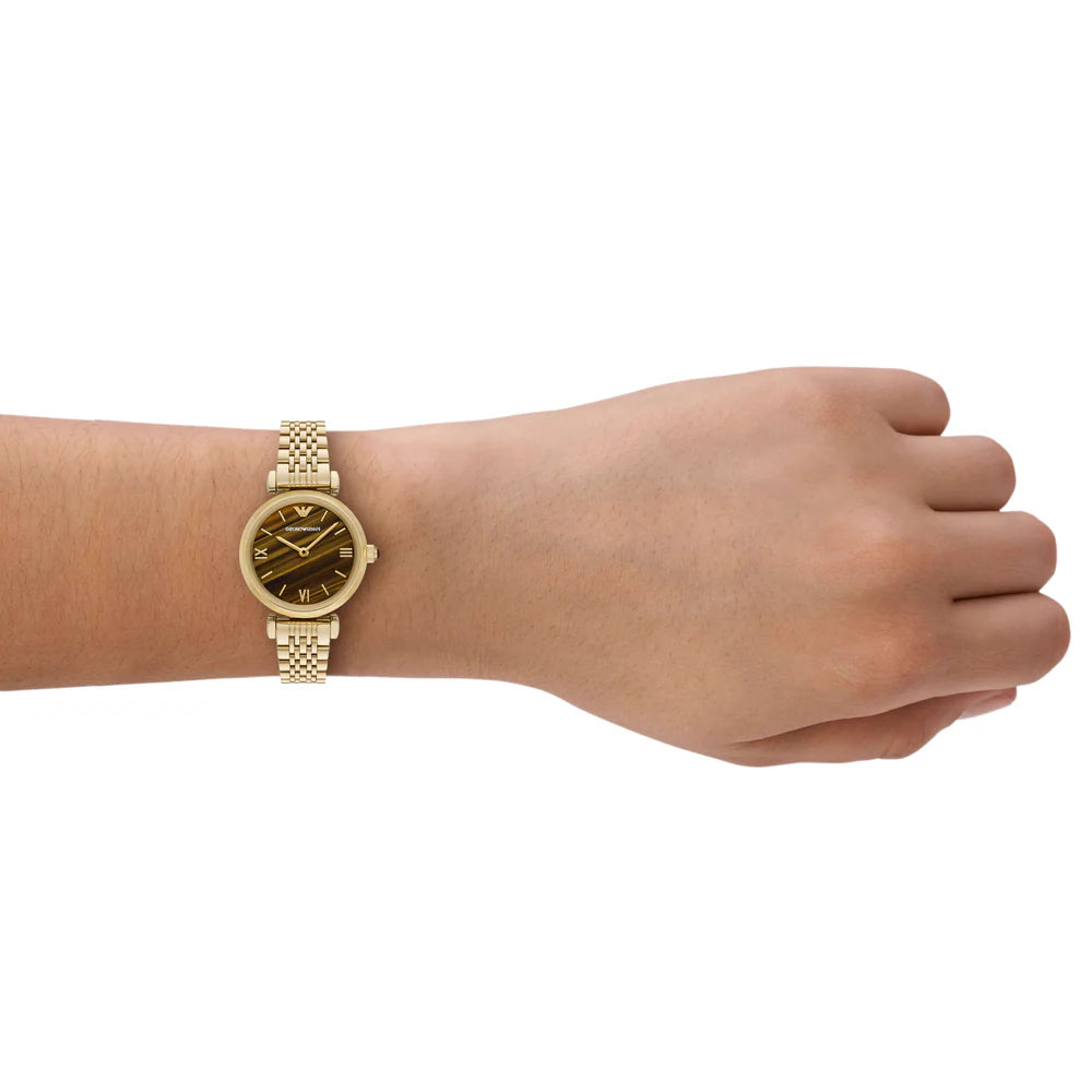 Emporio Armani Gianni T-Bar Black Dial Leather Women's Watch | AR11703