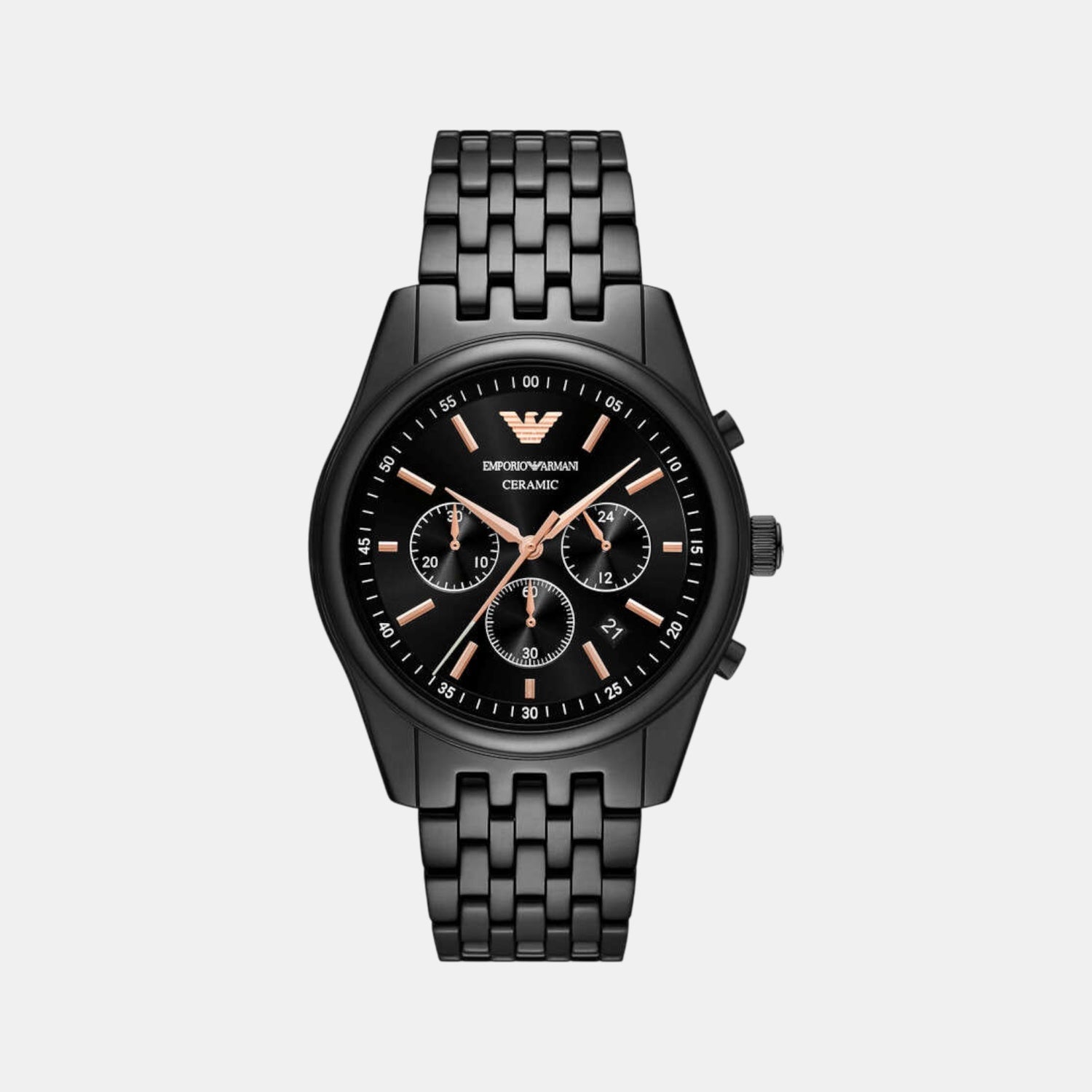Emporio Armani Black Dial Chronograph Quartz Ceramic Men's Watch | AR70015