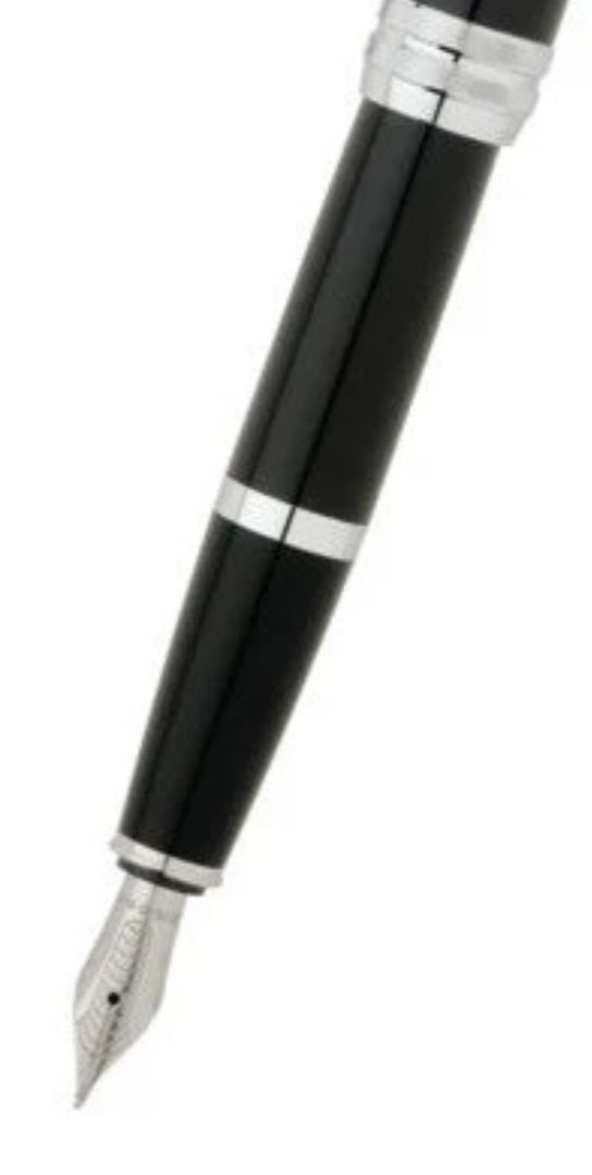 CROSS Bailey Black Lacquer Stainless Steel Medium Nib Fountain Pen | AT0456-7MS