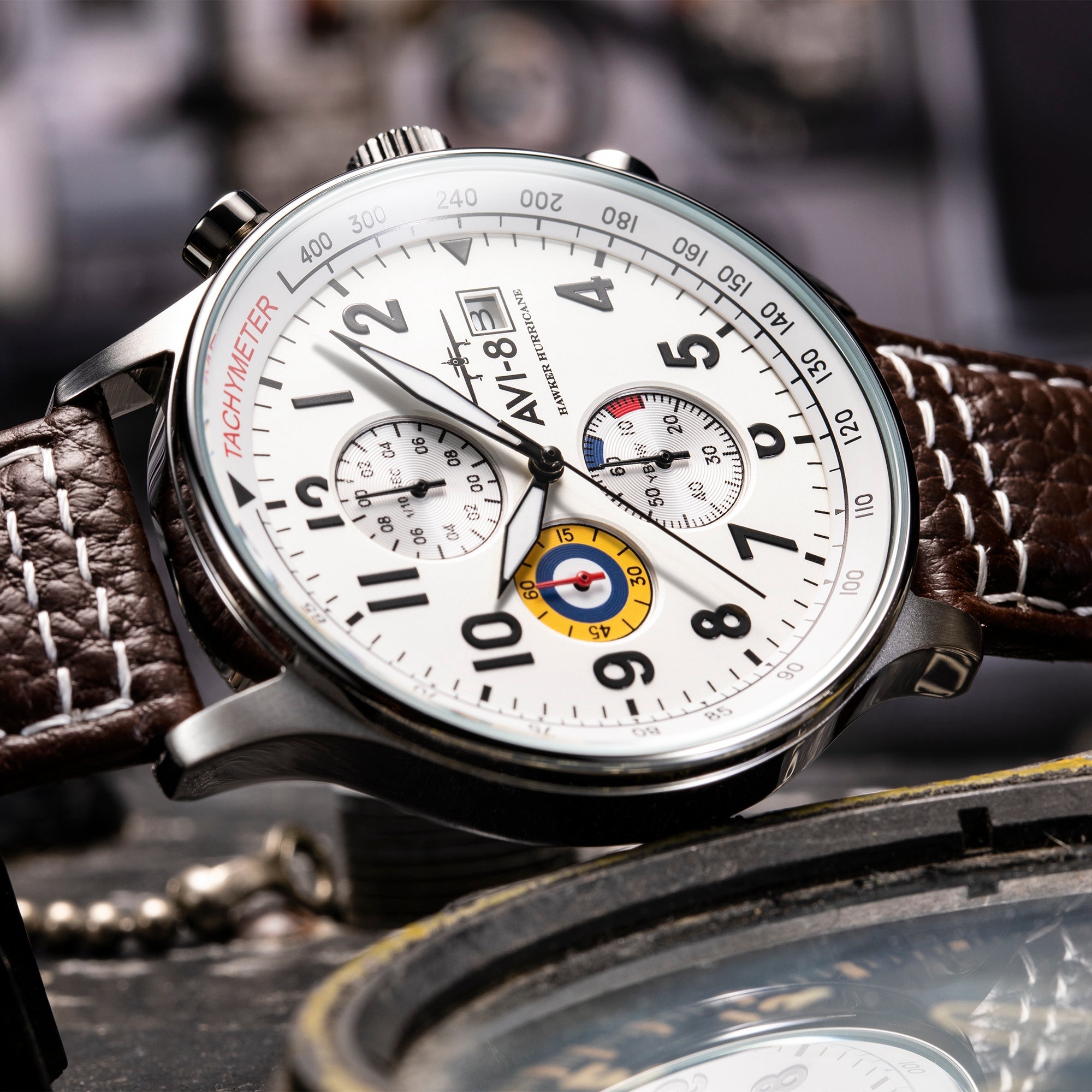 AVI-8 Hawker Hurricane Classic Chronograph Classic White Av 4011 01