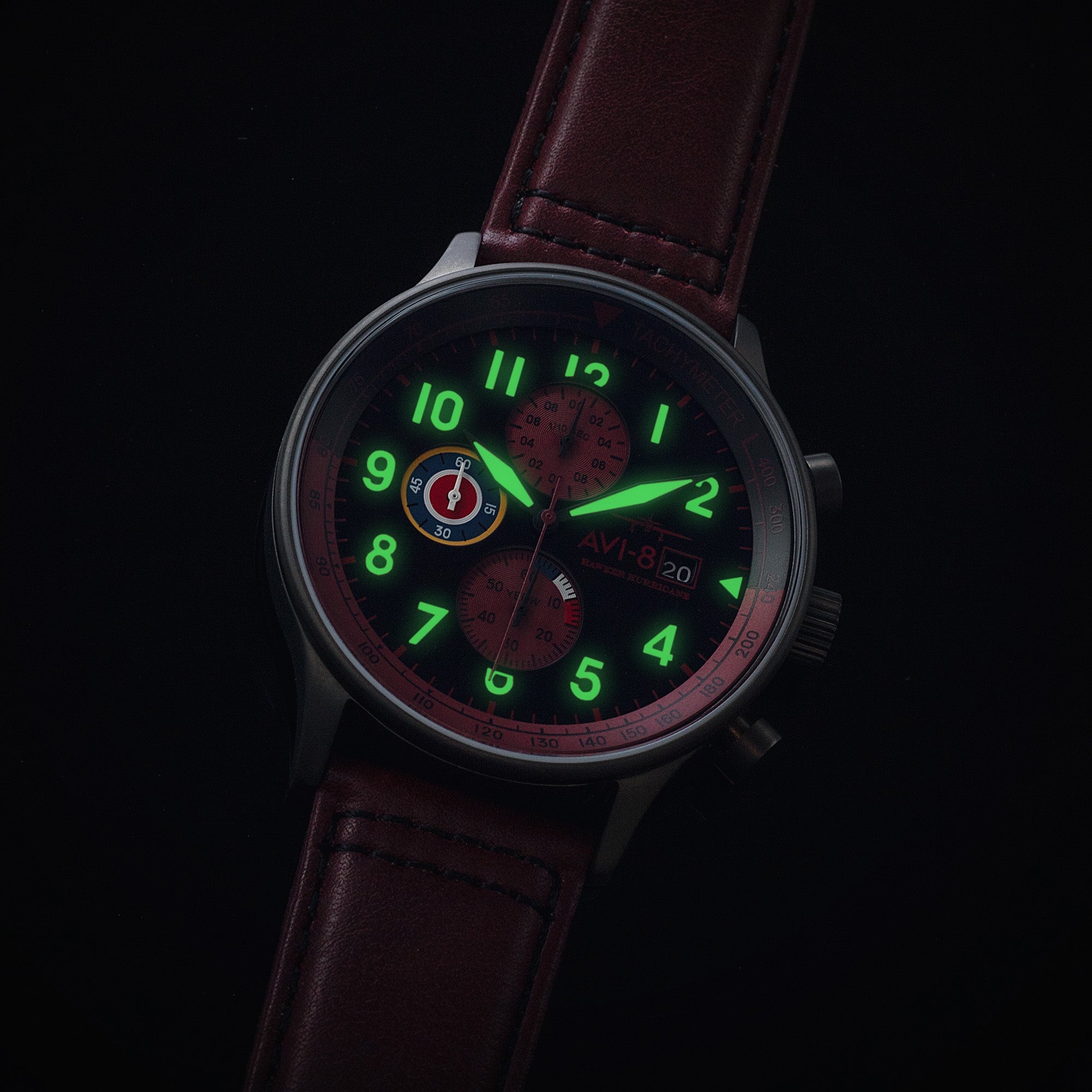AVI-8 Hawker Hurricane Classic Chronograph Blood Red Av 4011 0S