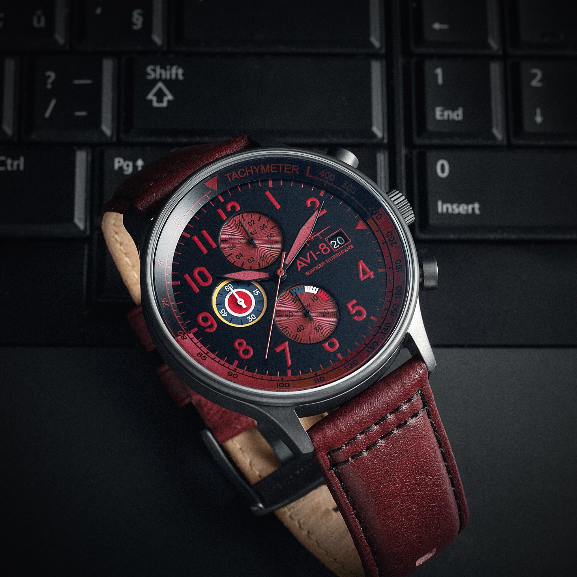 AVI-8 Hawker Hurricane Classic Chronograph Blood Red Av 4011 0S
