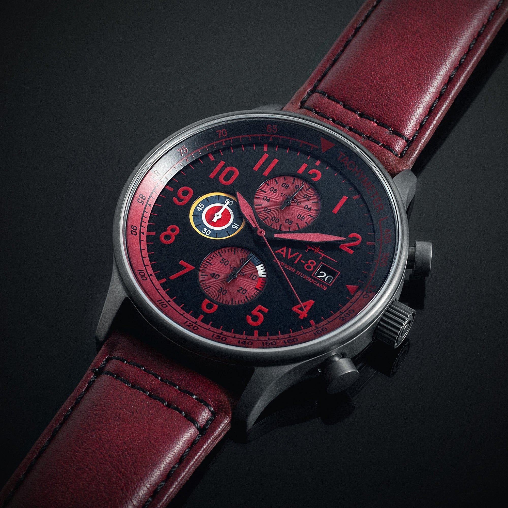 AVI-8 Hawker Hurricane Classic Chronograph Blood Red Av 4011 0S