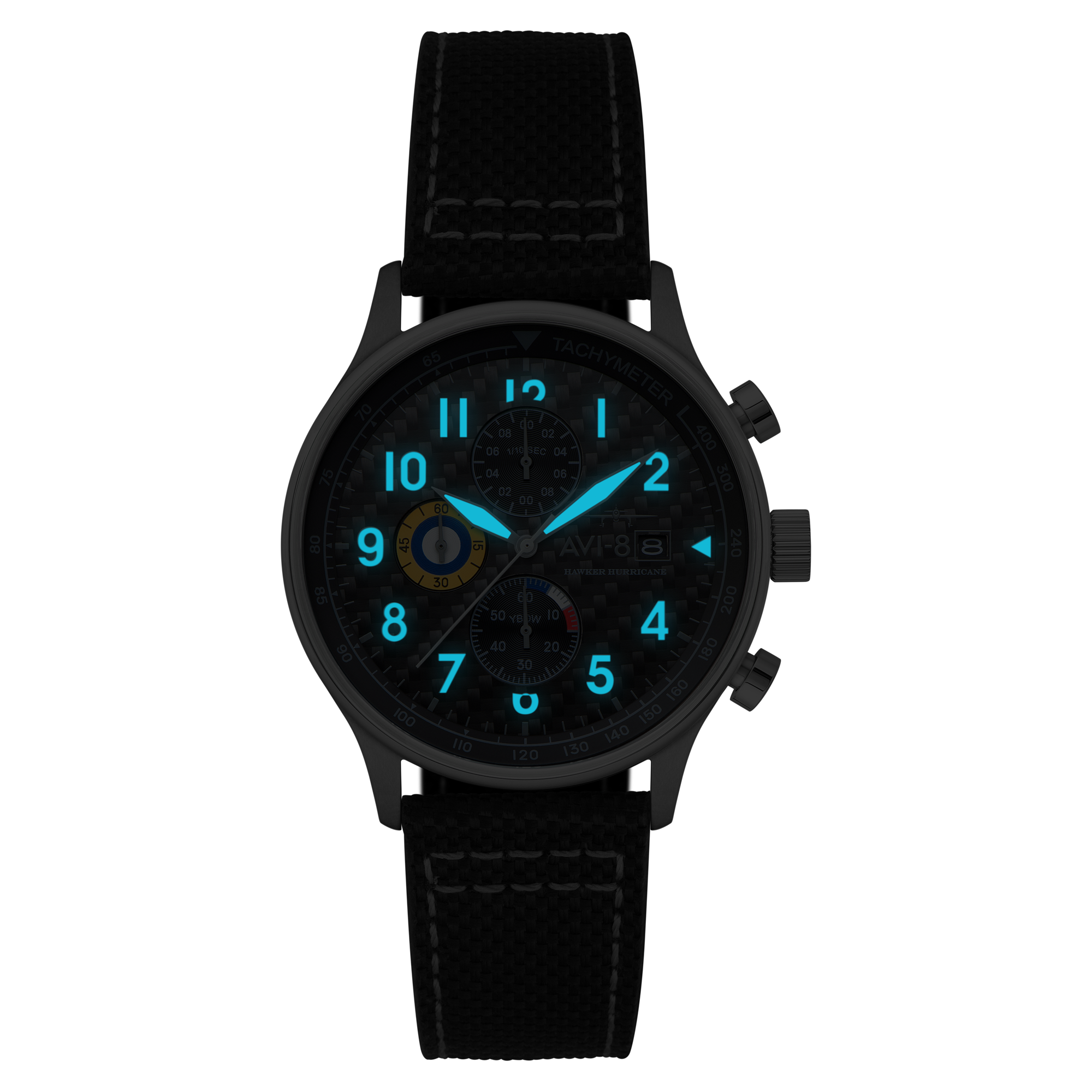 AVI-8 Hawker Hurricane Classic Chronograph Carbon Fiber Black Av 4011 0W