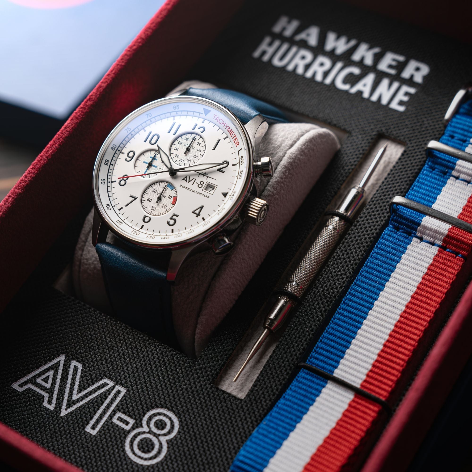 AVI-8 Hawker Hurricane Classic Chronograph Blue White Av 4011 0X