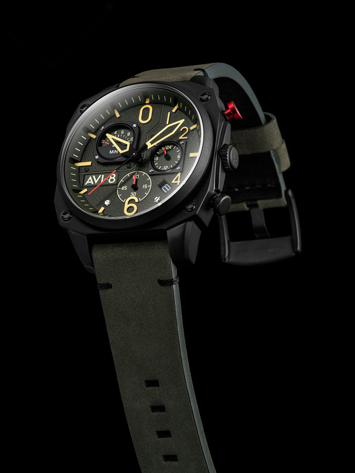 AVI-8 Hawker Hunter Retrograde Chronograph Deep Green Black Av 4052 08
