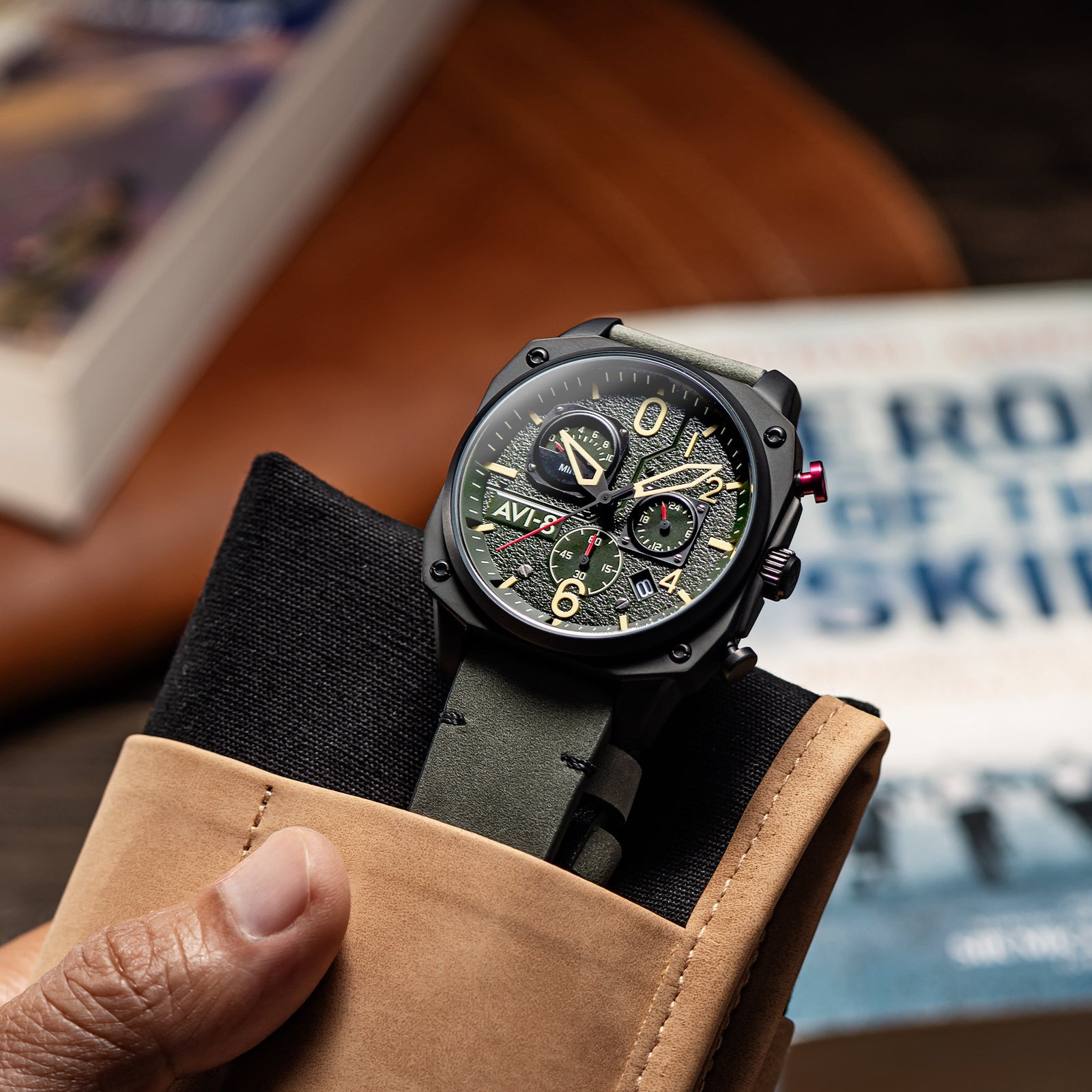 AVI-8 Hawker Hunter Retrograde Chronograph Deep Green Black Av 4052 08