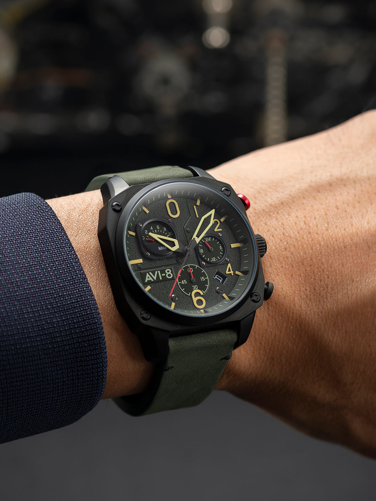 AVI-8 Hawker Hunter Retrograde Chronograph Deep Green Black Av 4052 08