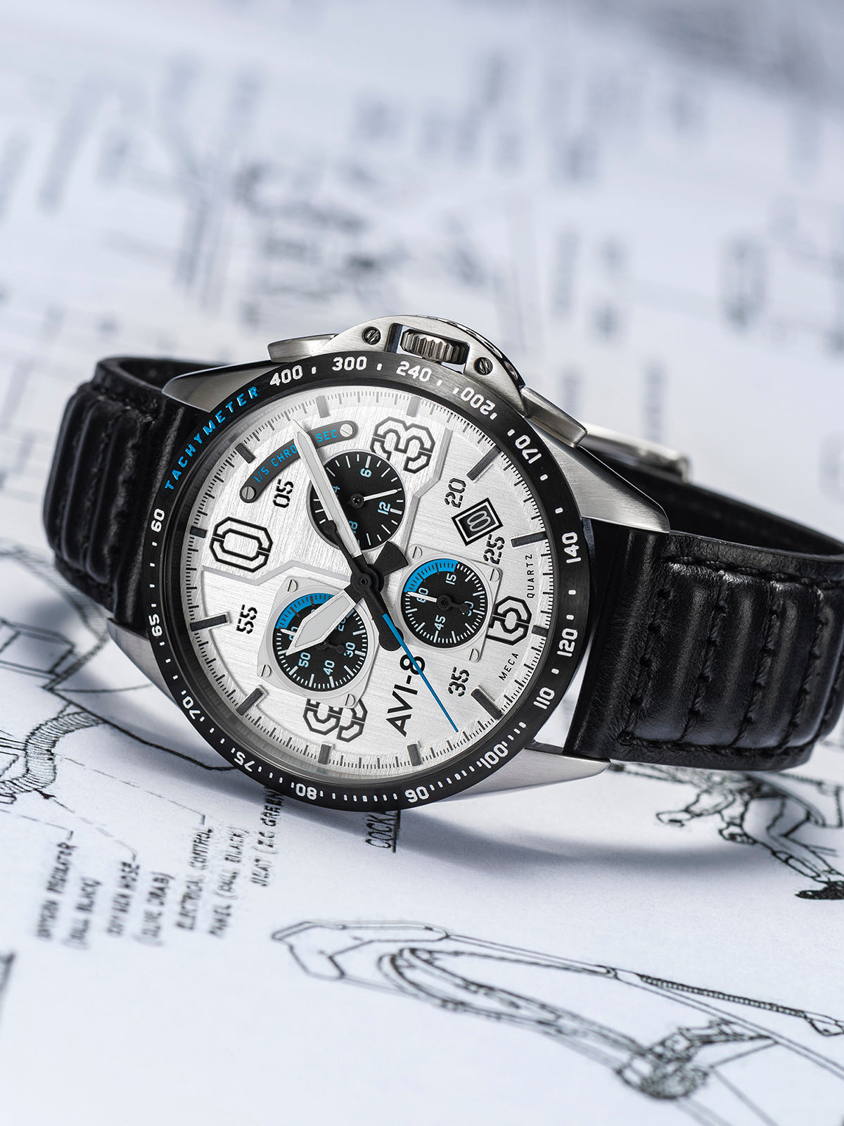 AVI-8 P51 Mustang Blakeslee Meca Quartz Chronograph Command Pilot Av 4077 01