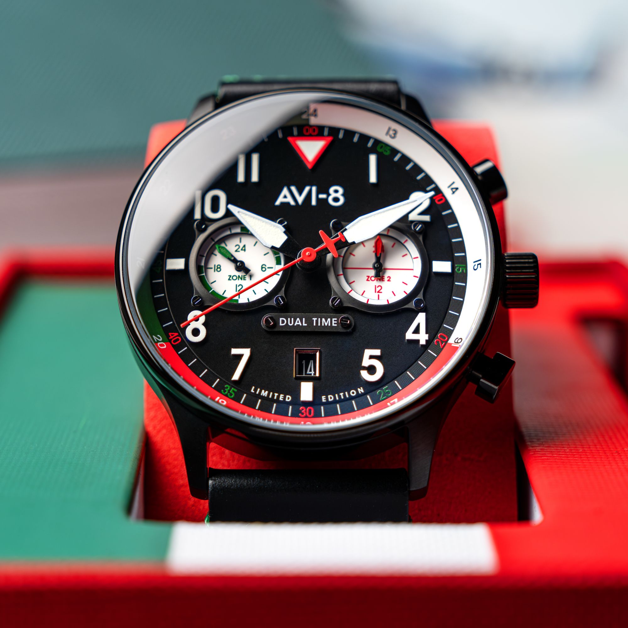 AVI-8 Carey Dual Time Mexico Limited Edition Tri Color Black