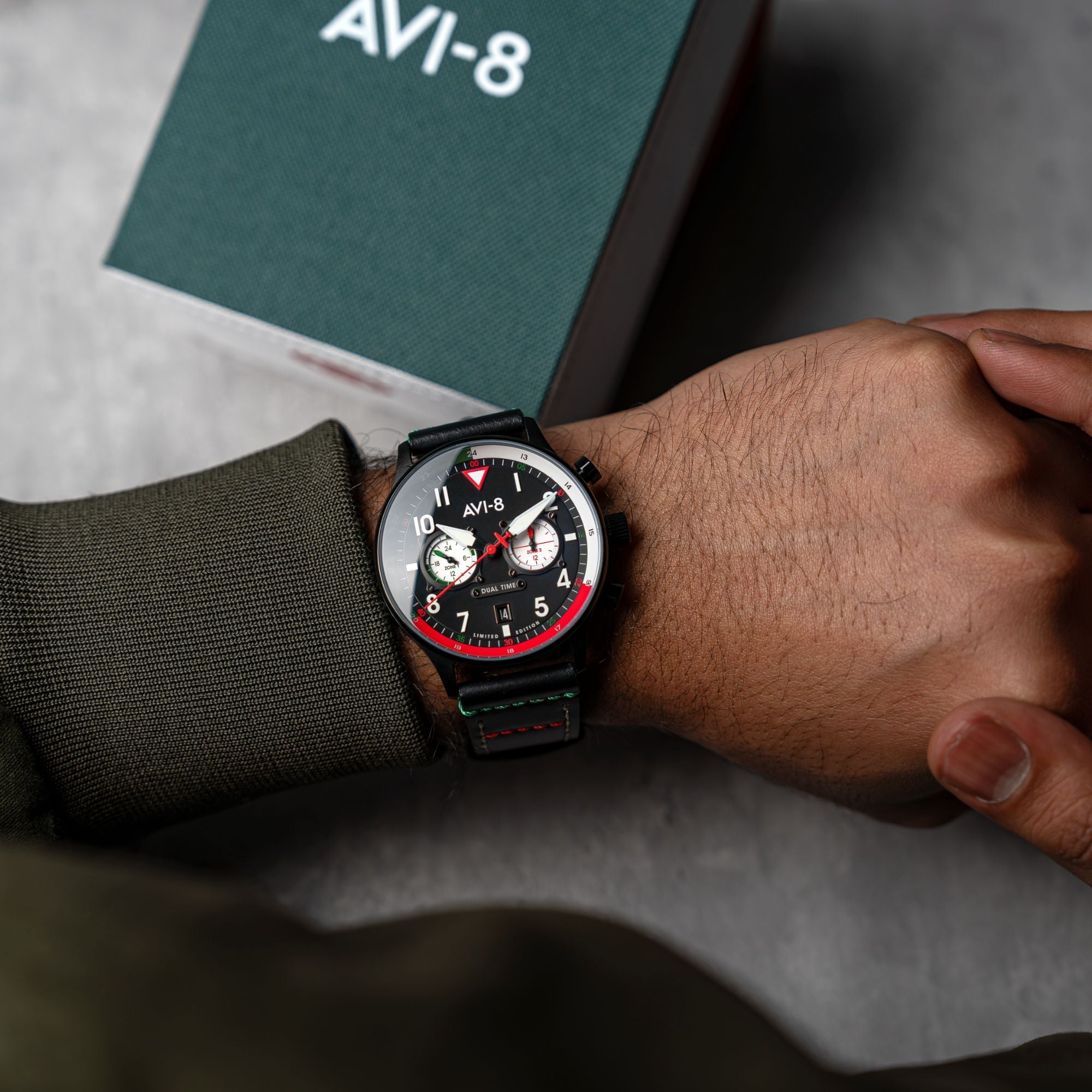 AVI-8 Carey Dual Time Mexico Limited Edition Tri Color Black