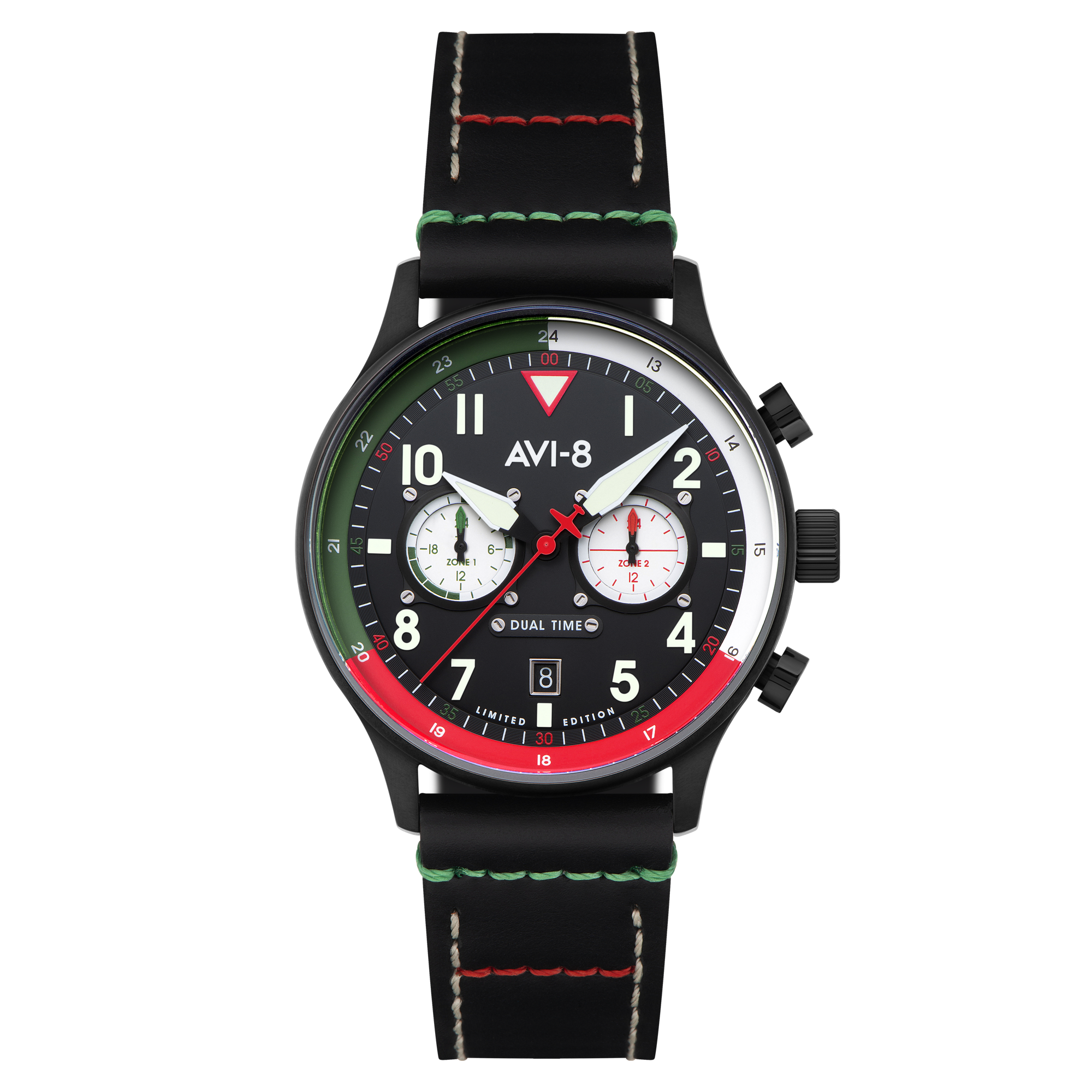 AVI-8 Carey Dual Time Mexico Limited Edition Tri Color Black