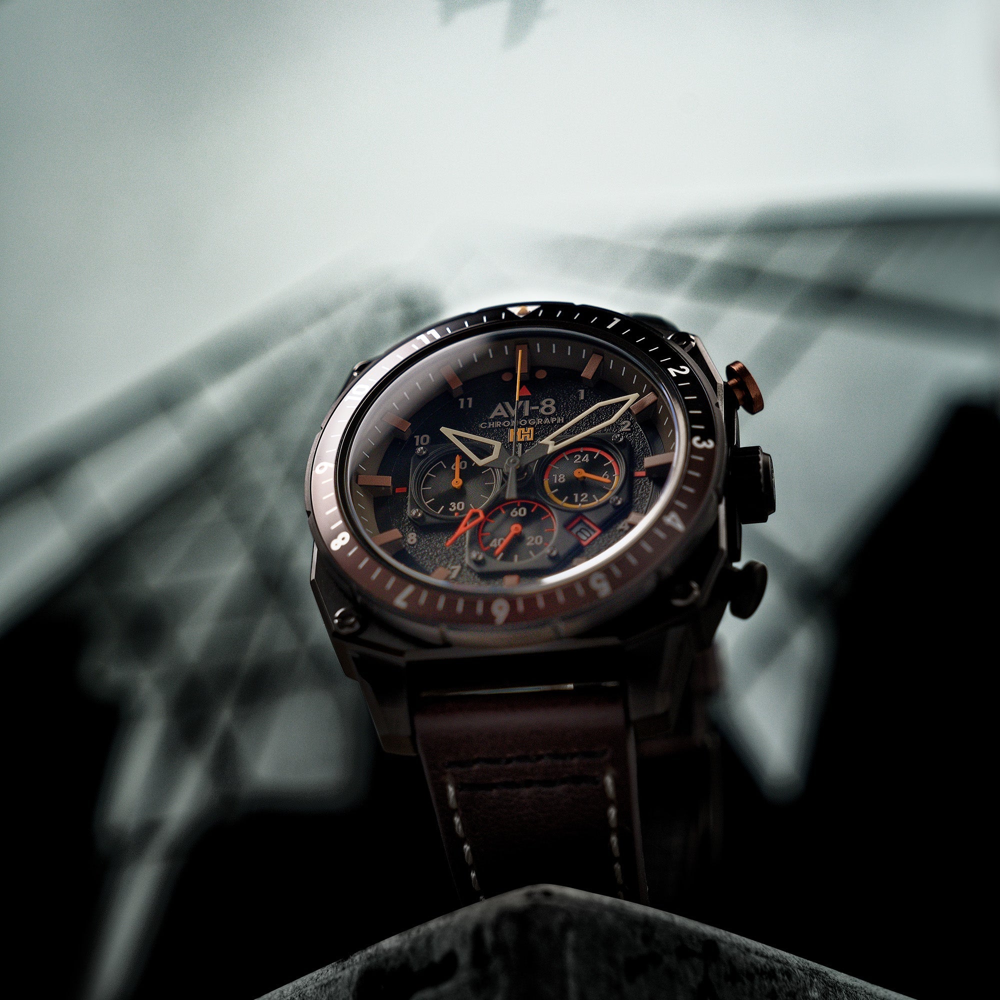 AVI-8 Atlas Dual Time Chronograph Soot Black