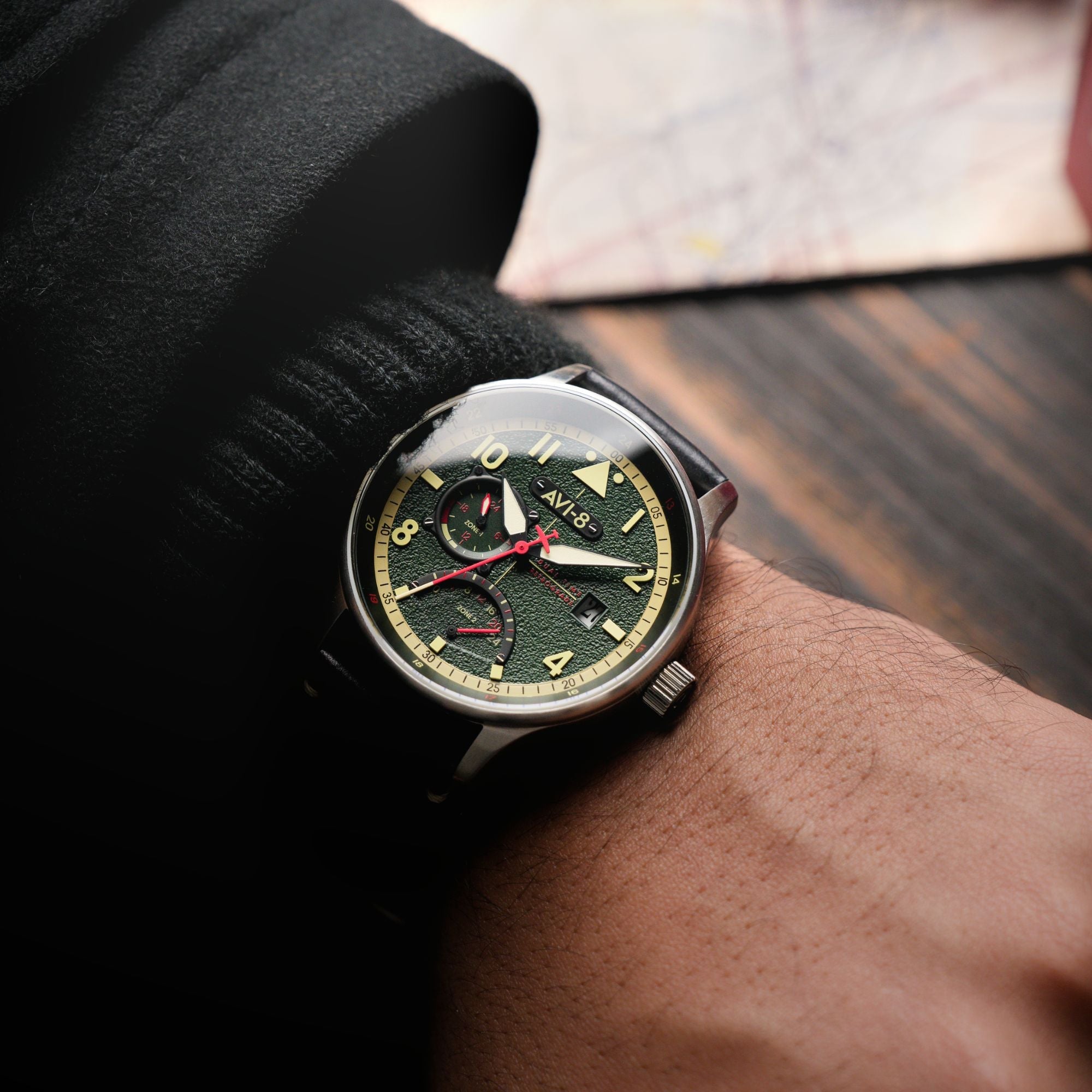AVI-8 Mckellar Dual Time Gothic Green