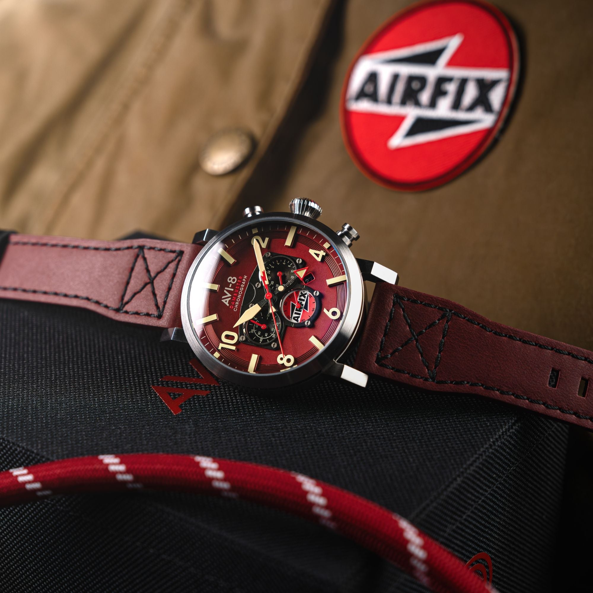 AVI-8 Gibson Dual Time Chronograph Airfix Edition Hazard Red