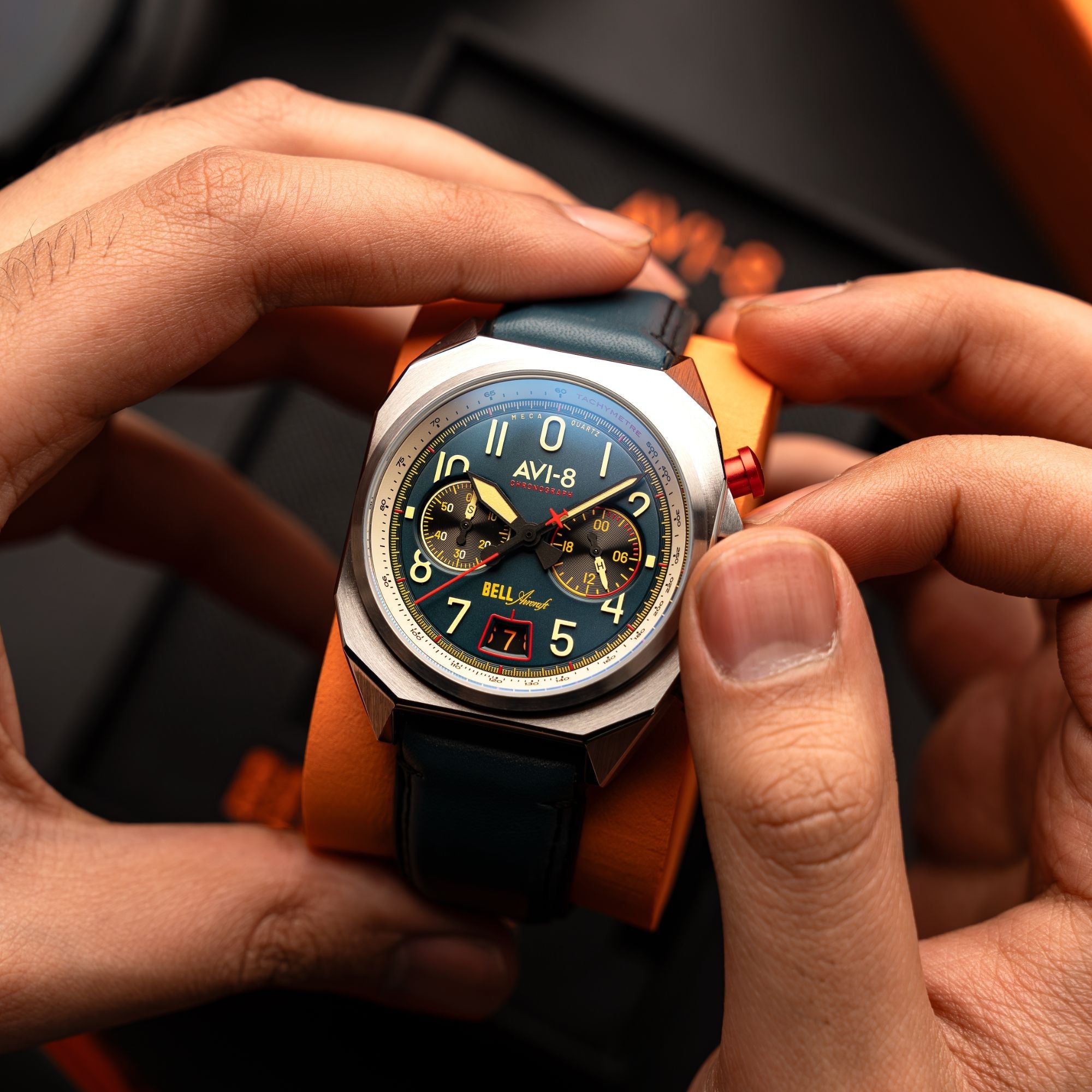 AVI-8 Bell X 1 Machbuster Chronograph Aviation Blue Av 4118 01