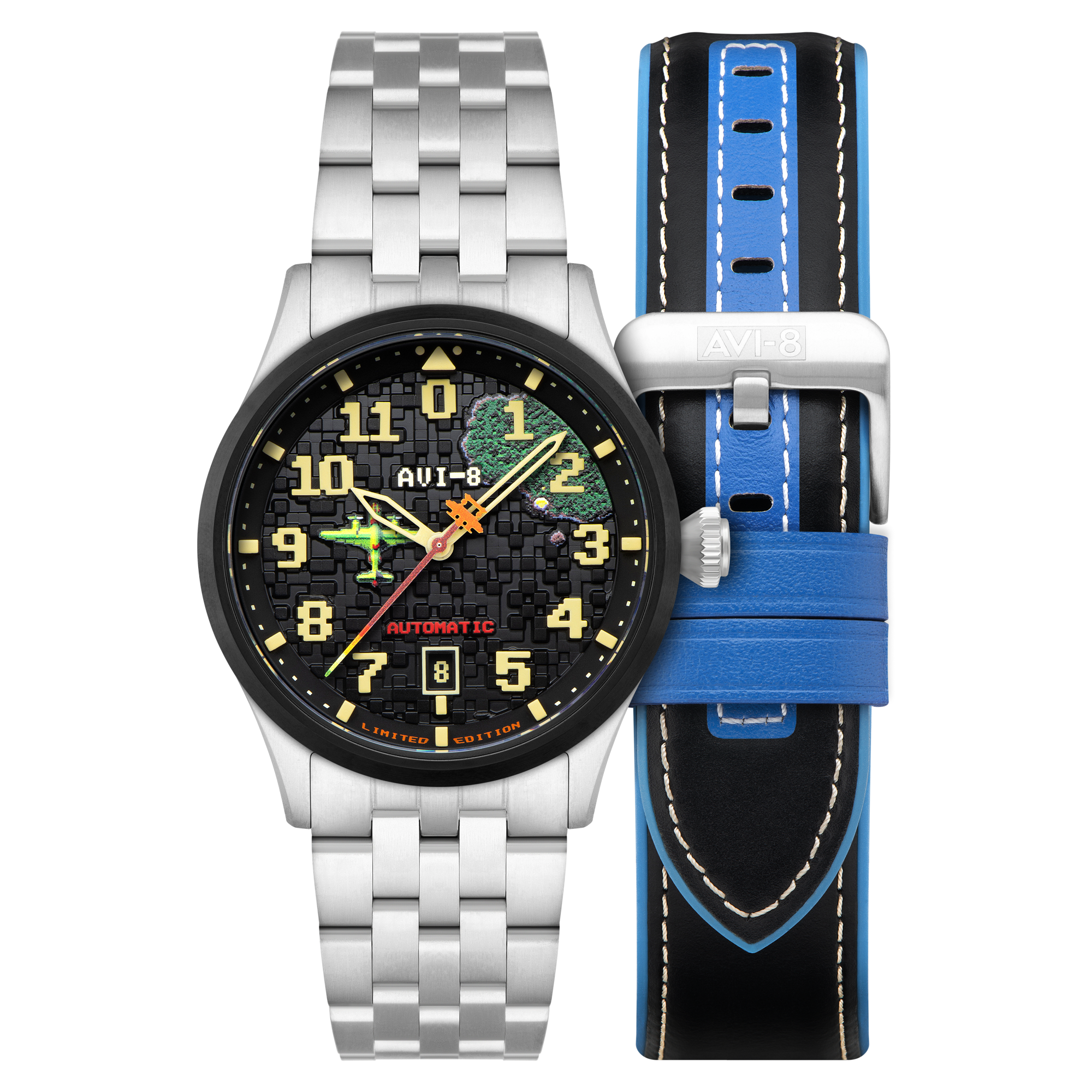 AVI-8 Capcom 1942 Automatic Pixel Limited Edition Silver Ace