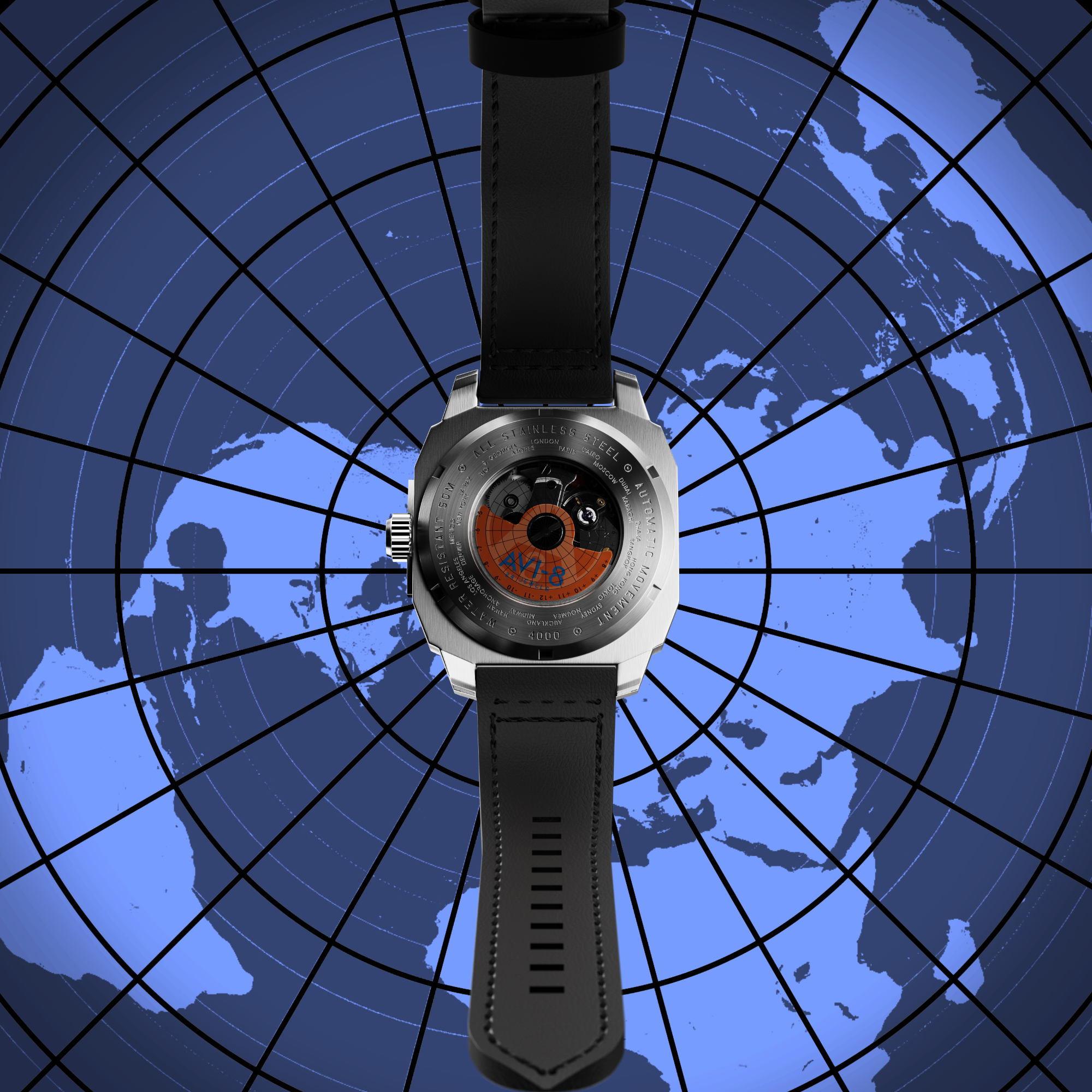 AVI-8 Atlas Gmt Automatic Orangish Red