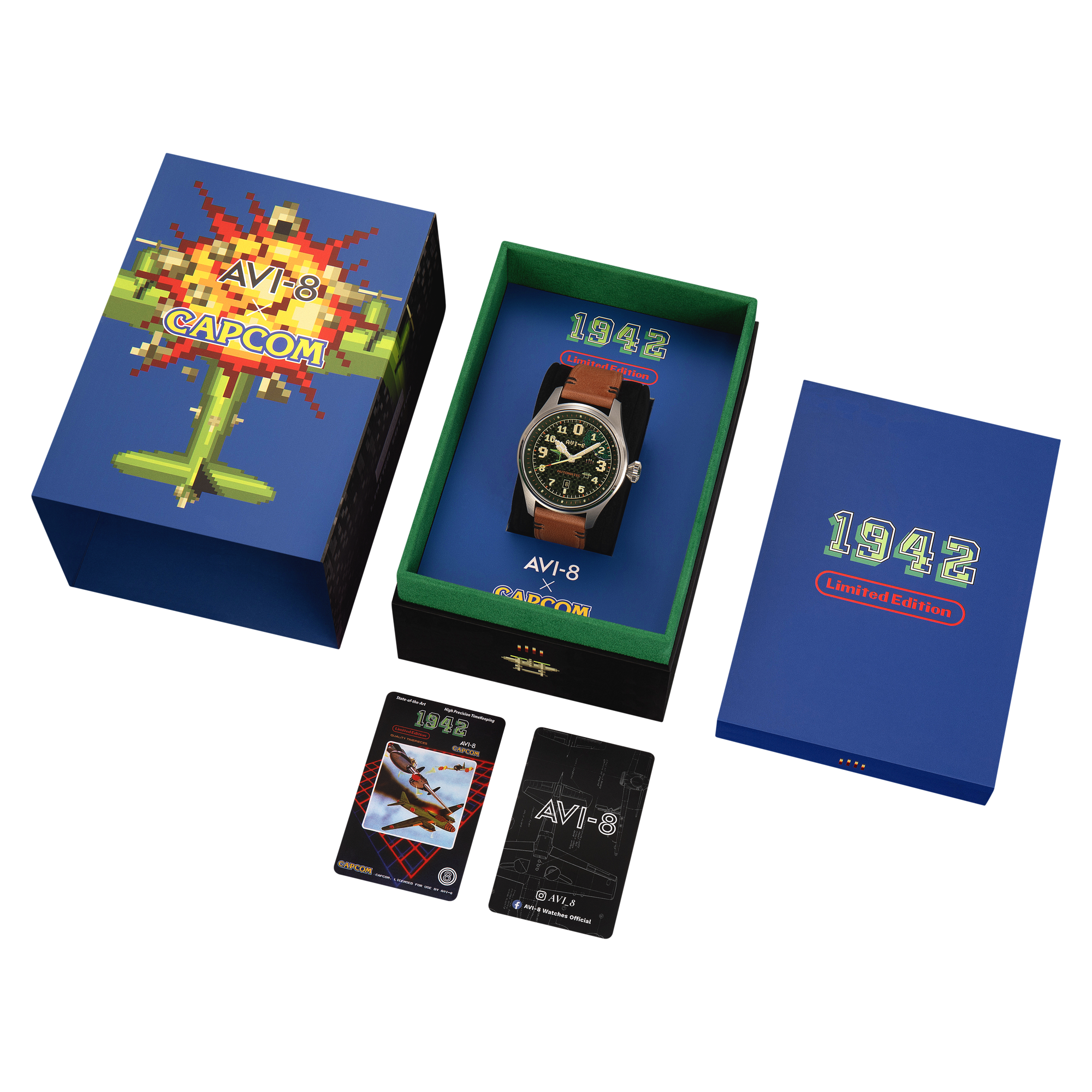 AVI-8 Clowes Automatic Capcom 1942 Pixel Limited Edition Green Ace