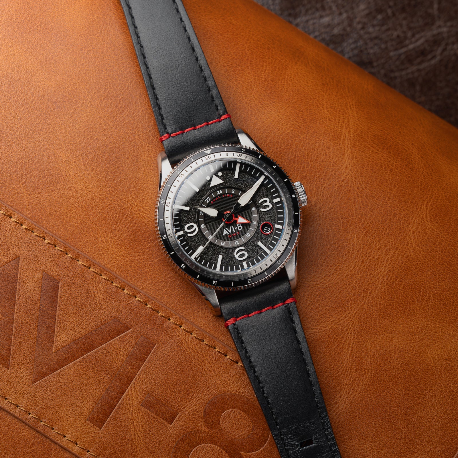 AVI-8 Flyboy Airmaster Gmt Automatic Engine Black Av 4128 01