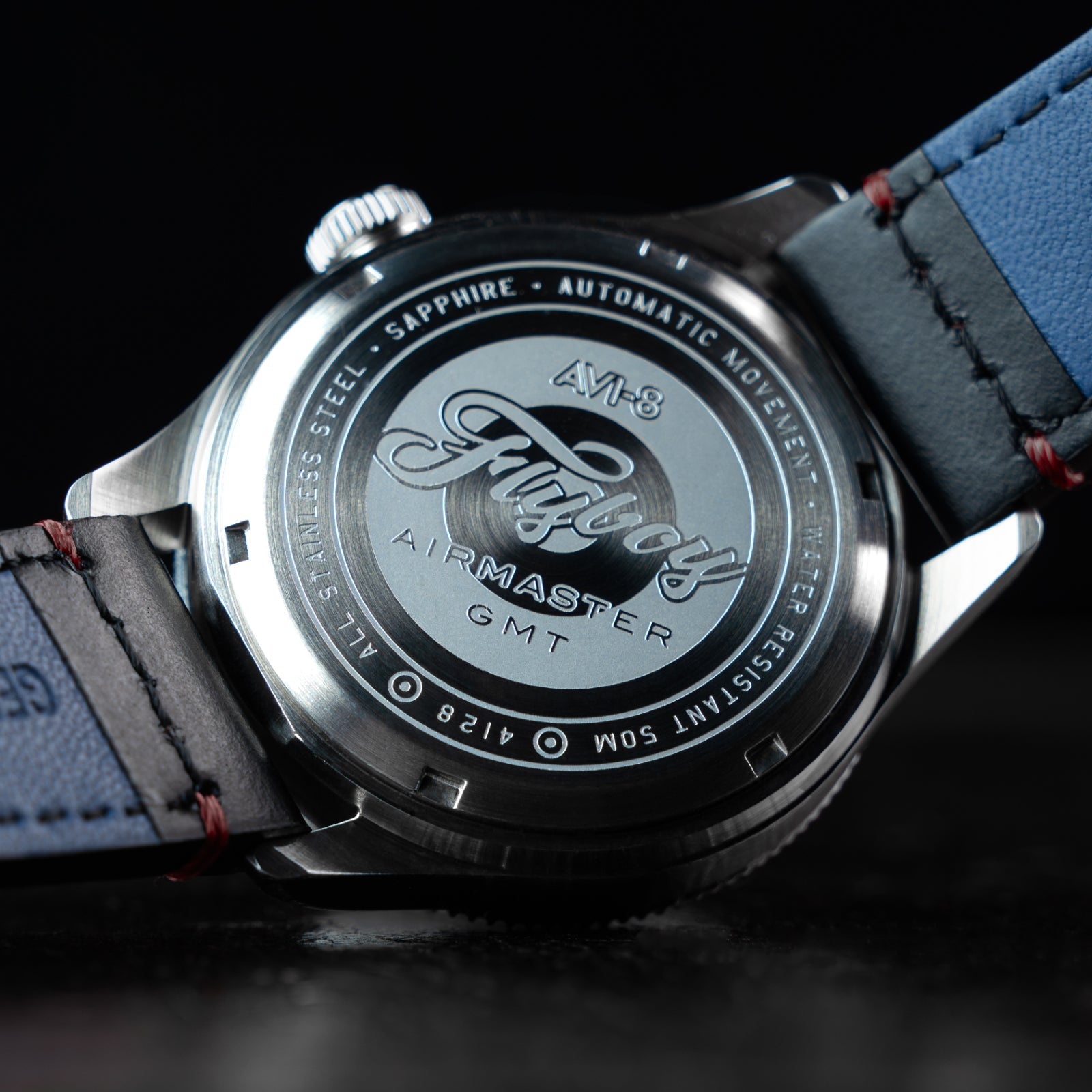 AVI-8 Flyboy Airmaster Gmt Automatic Engine Black Av 4128 01