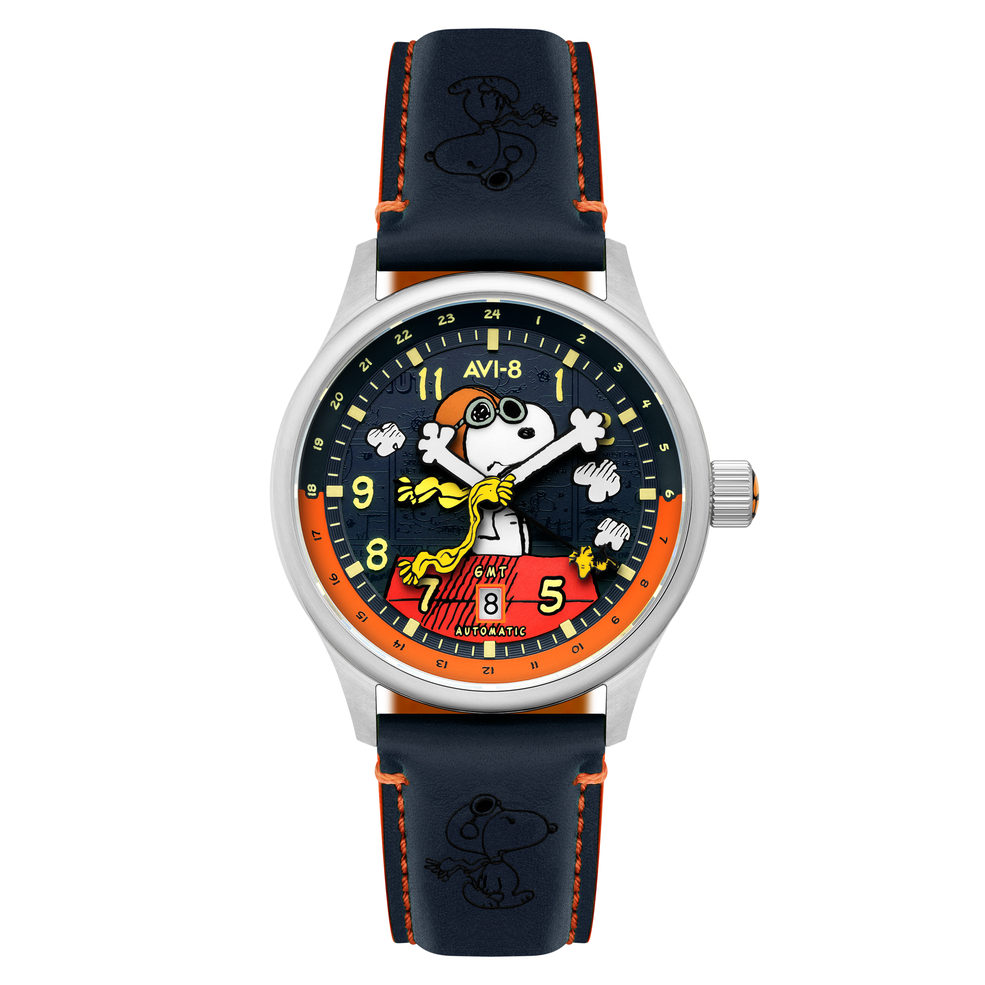 AVI-8 Kent Gmt Automatic Peanuts Snoopy Flying Ace Limited Edition Sketchbook Blue