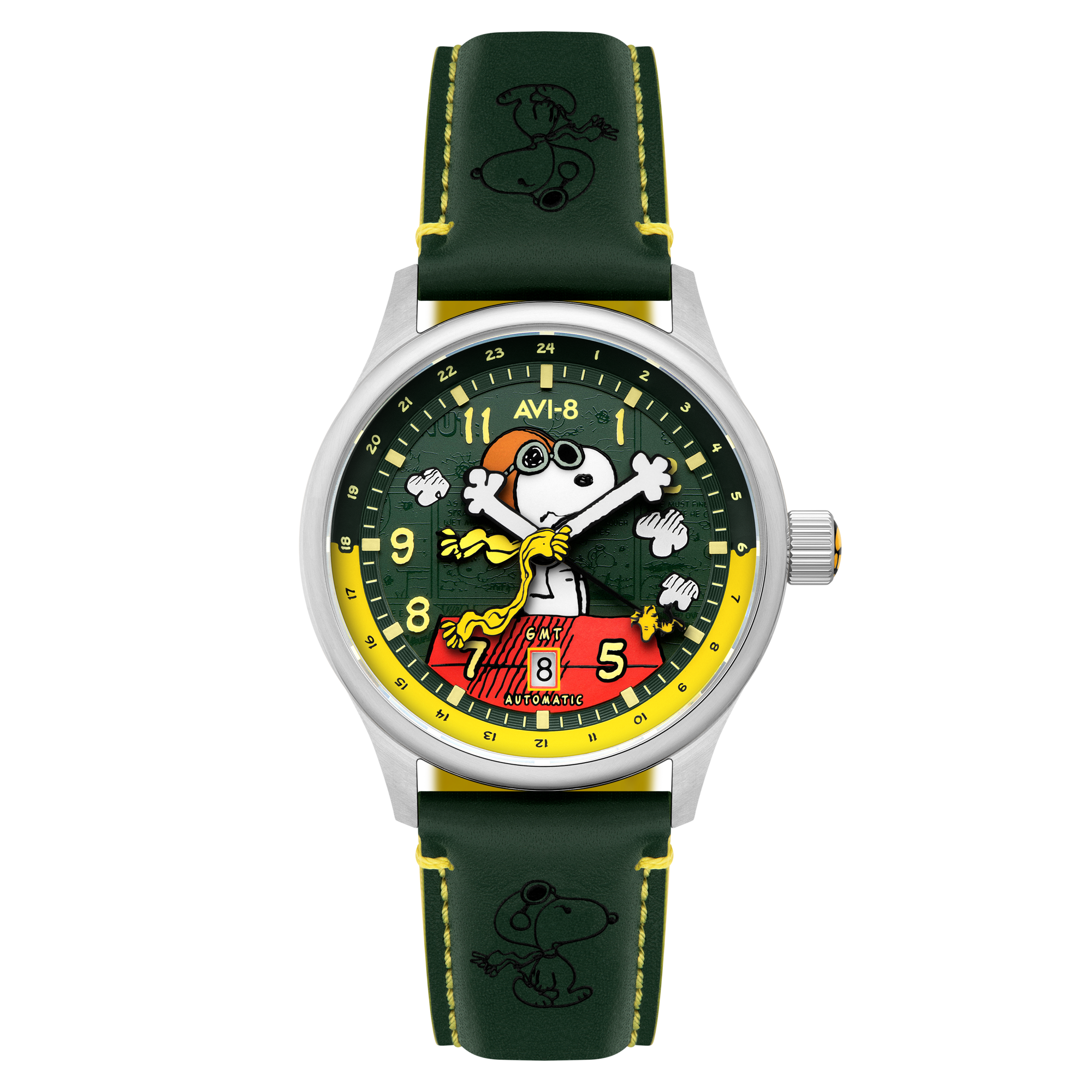 AVI-8 Kent Gmt Automatic Peanuts Snoopy Flying Ace Limited Edition Winter Green