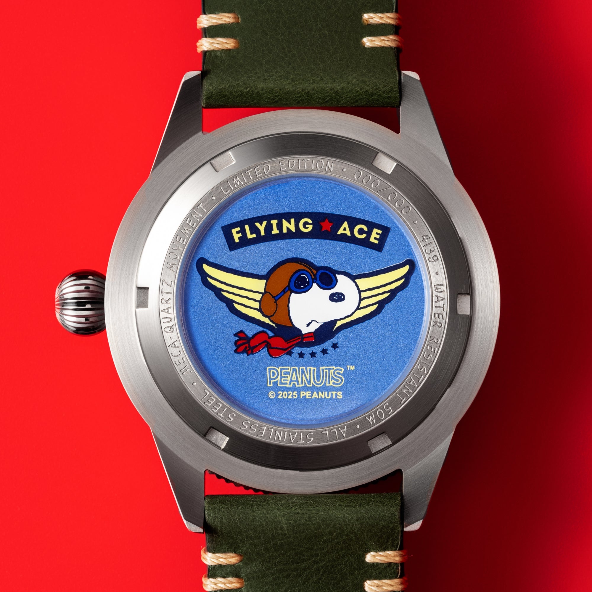 AVI-8 Flyboy Airmaster 40 Meca Quartz Peanuts Snoopy Flying Ace Limited Edition Doghouse Green Av 4139 01