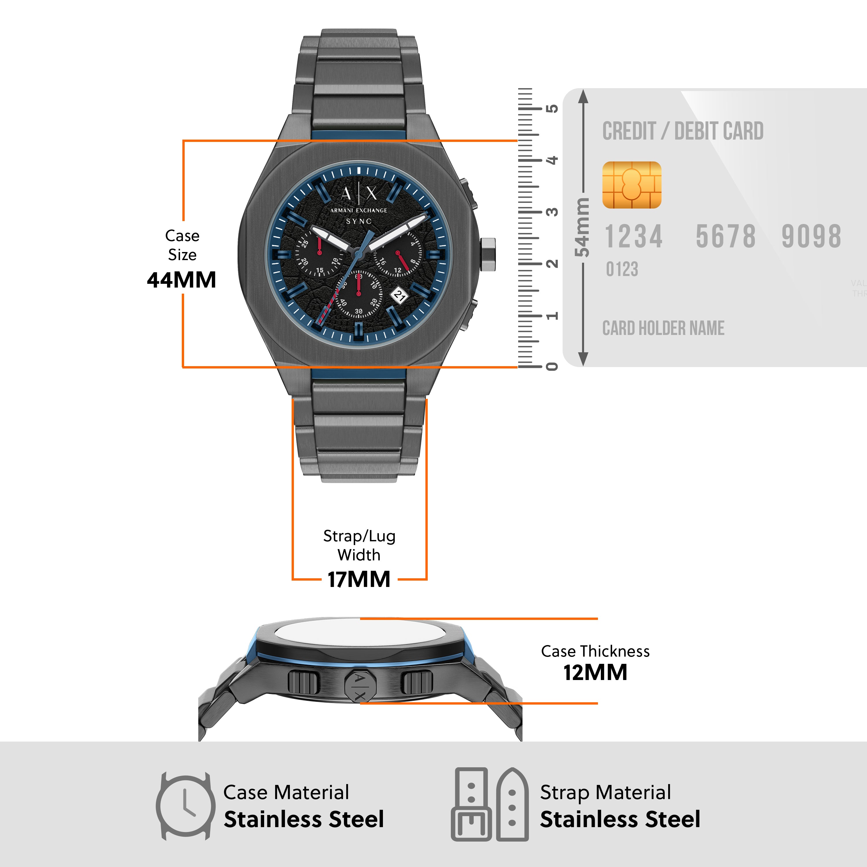Armani Exchange Sync Chronograph 44mm Men's Watch AX4295