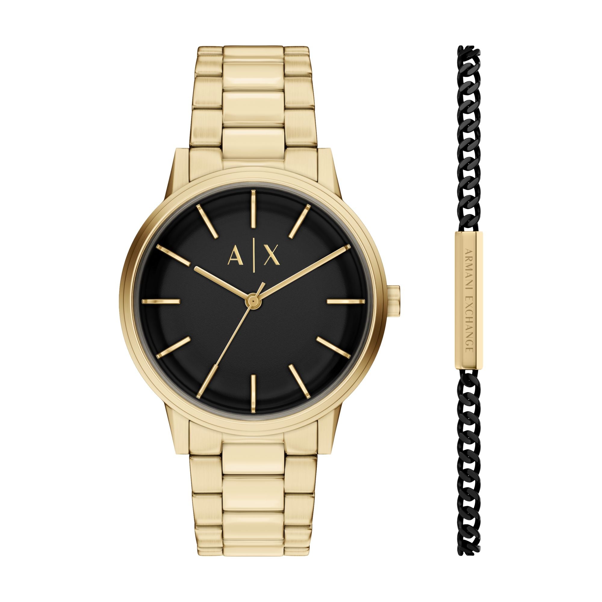 Armani Exchange Classic Black Dial and Steel Bracelet 42mm Men's Watch | AX7178SET