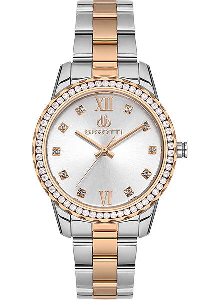 Bigotti Two-Tone Watch Mother of Pearl Dial Stainless Steel Strap | BG.1.10496-5