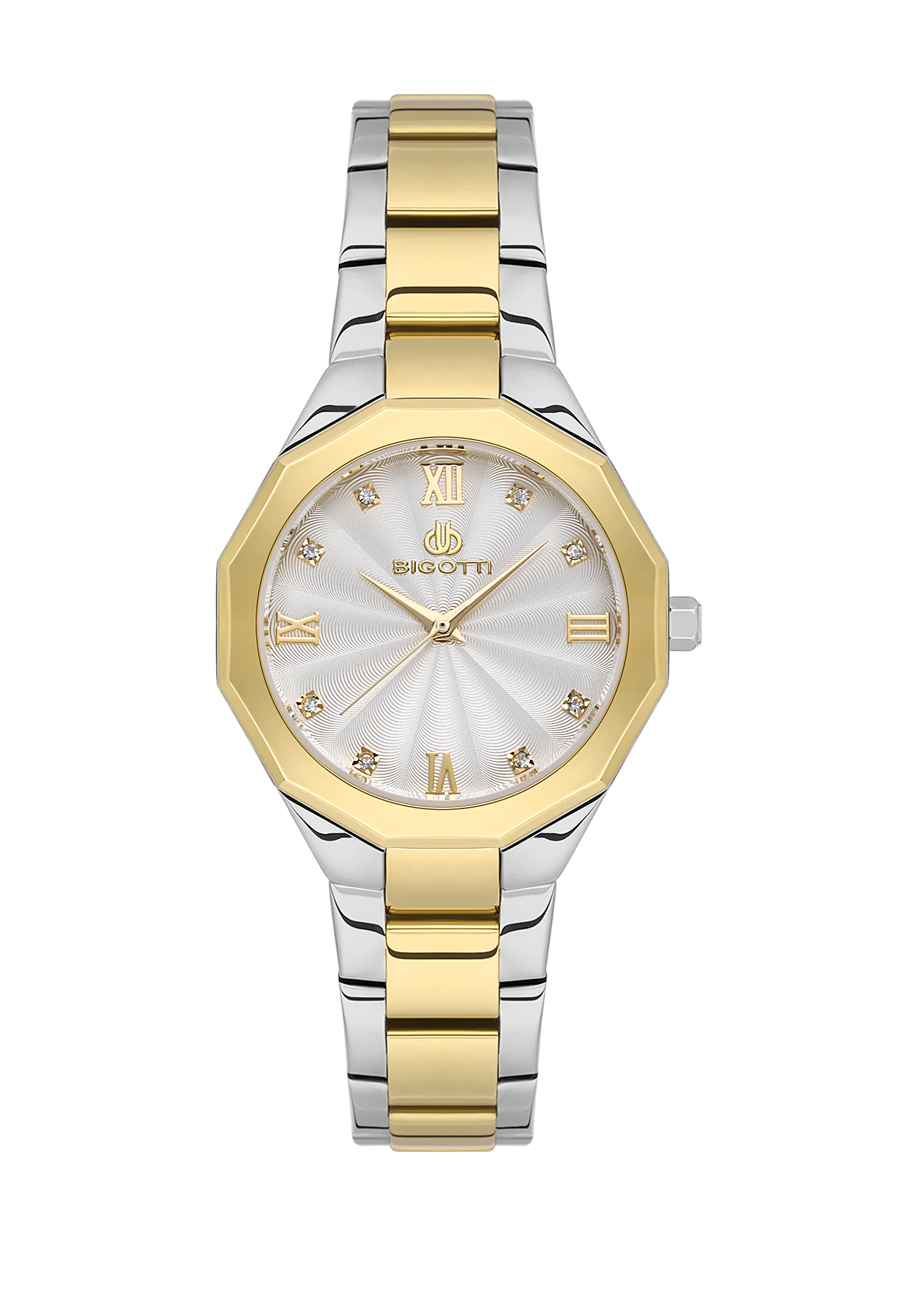 Bigotti Rose Gold Stainless Steel Silver Dial Roman Numerals Men's Watch | BG.1.10585-5