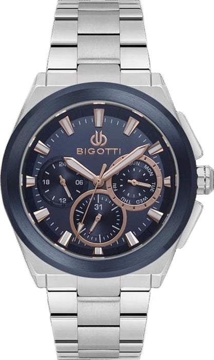 Bigotti Milano Silver Blue Dial Men's Watch | BG.1.10627-4
