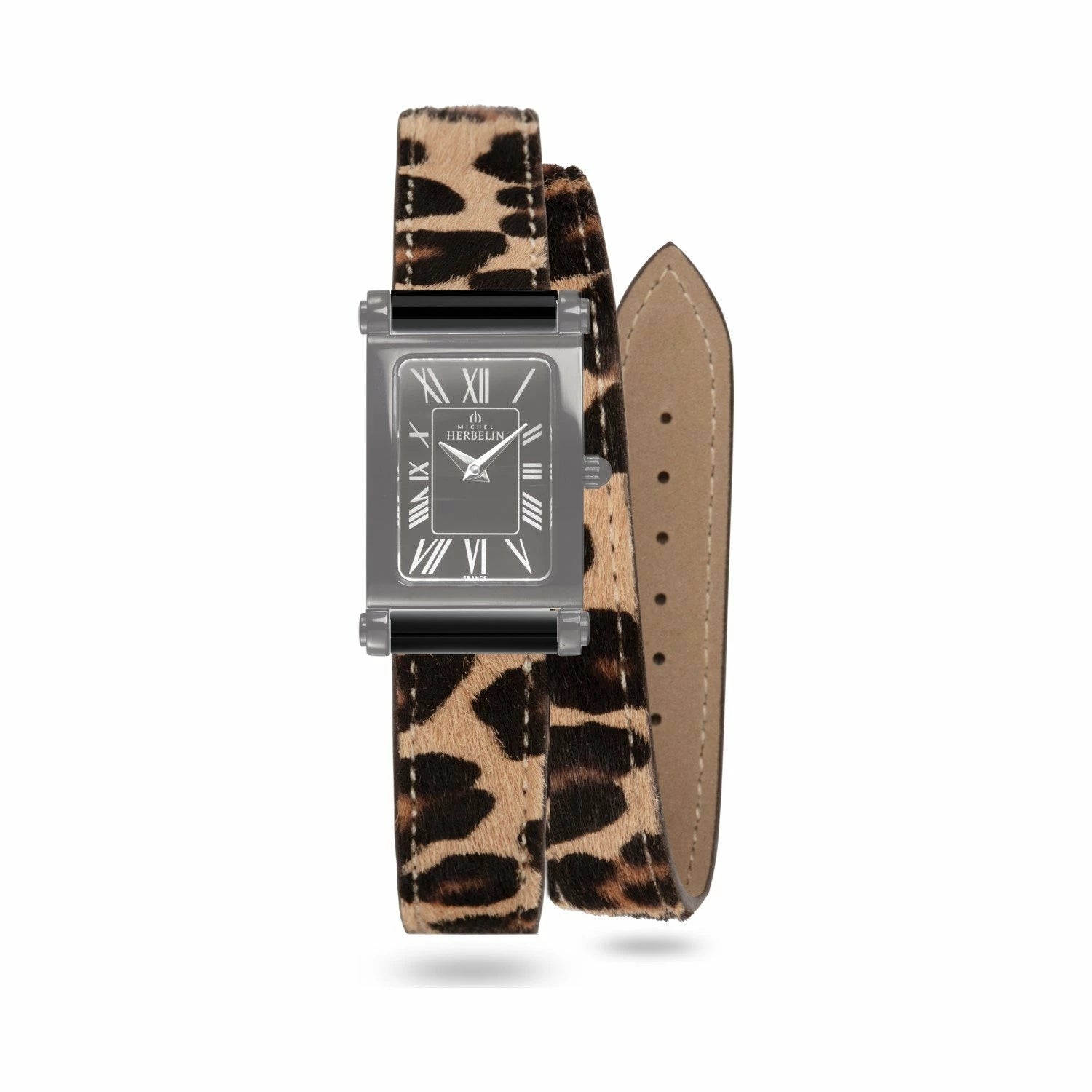 HERBELIN Antarès - Double Wrap Leather Strap for Women - Leopard | BRAC.17048.76/A