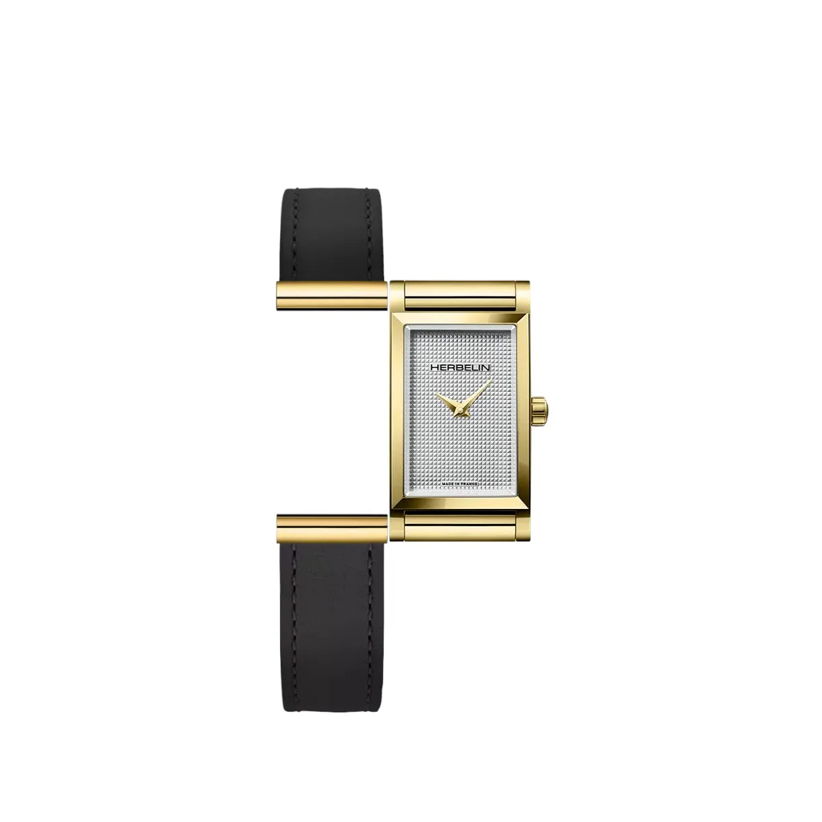 Herbelin Antares Black Leather with Yellow Gold Strap for Women's Watch | BRAC17048P23