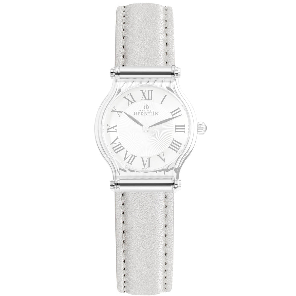 Herbelin Antares White Leather Strap for Women's Watch | BRAC.17048.37/A
