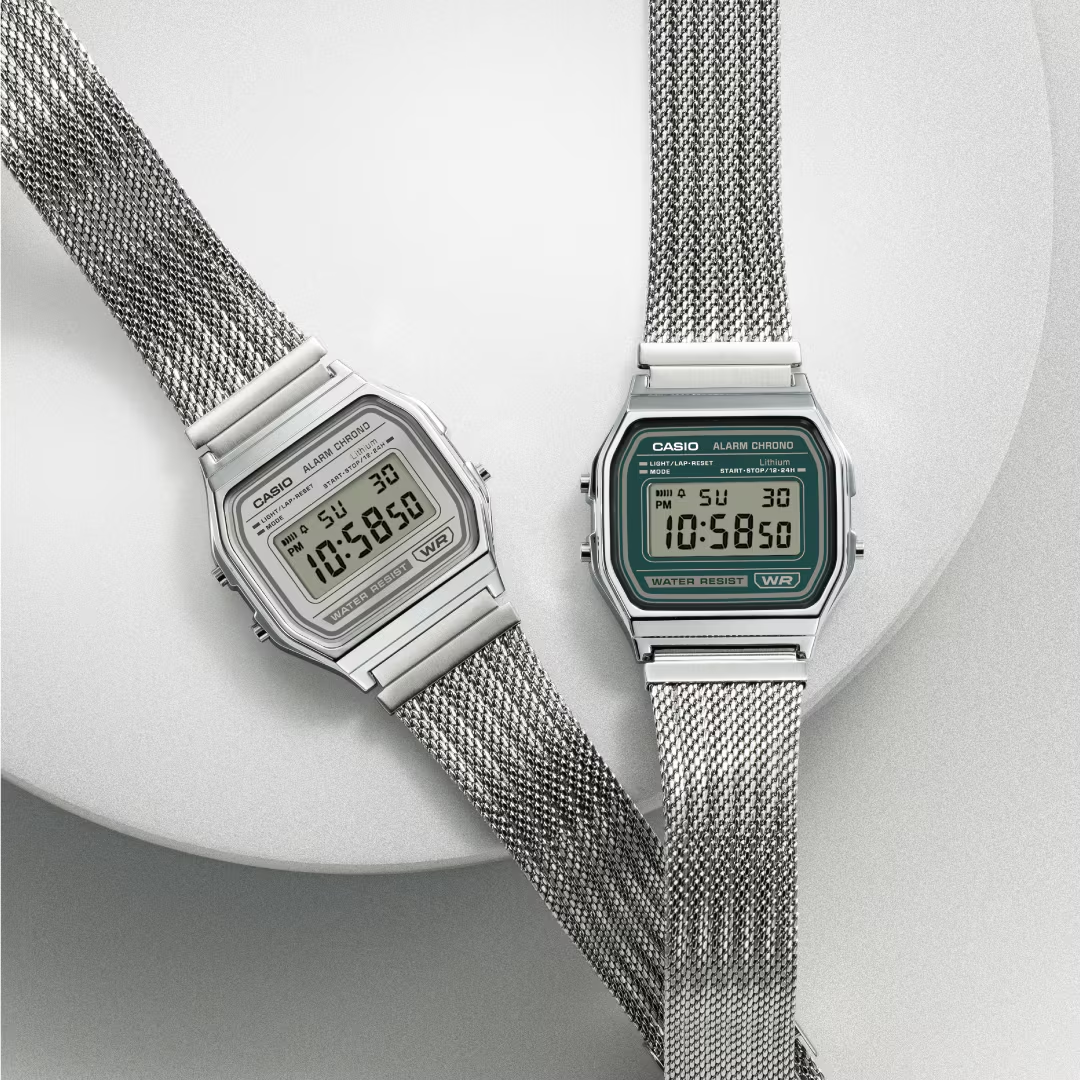CASIO Vintage Silver Mesh Strap Digital Men's Watch | A158WEM-7DF