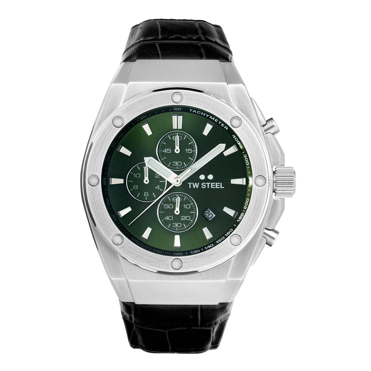 TW Steel Ceo Tech Green Dial and Black Leather Strap 44mm Limited Edition Men's Watch | CE4101