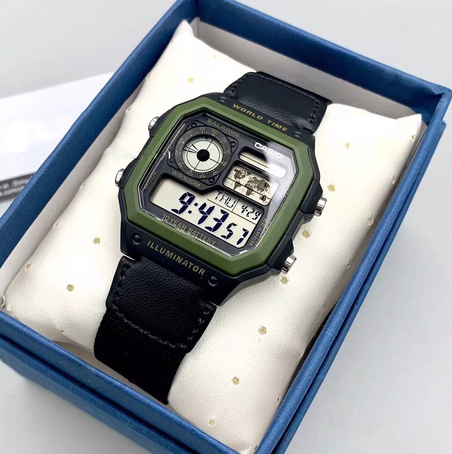 Casio World Time Digital Nylon Belt Youth Watch | AE-1200WHB-1BVDF