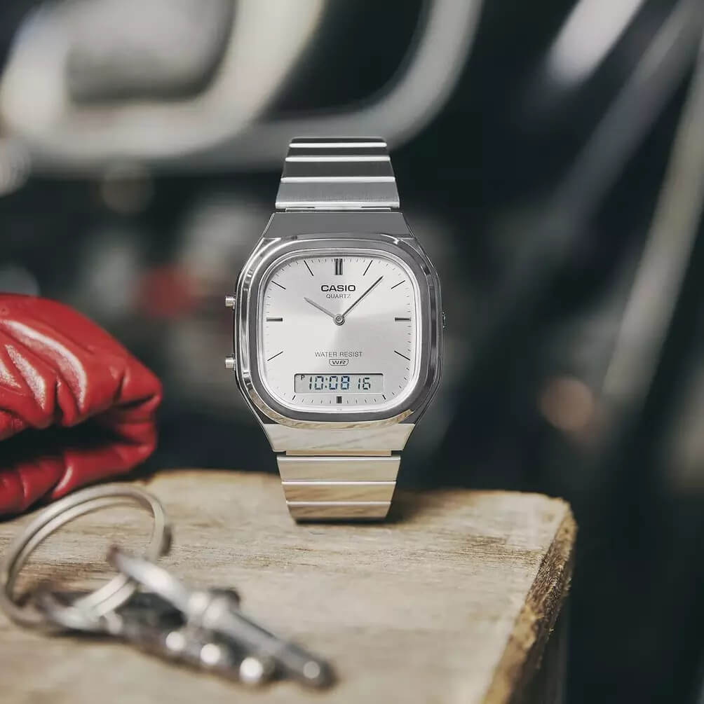 Casio Vintage Dual Time Chain Men's Dress Watch | AQ-240E-7ADF