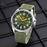 CAT Operator Green Dial Calendar Rubber Strap Men’s Watch | PU.141.23.317