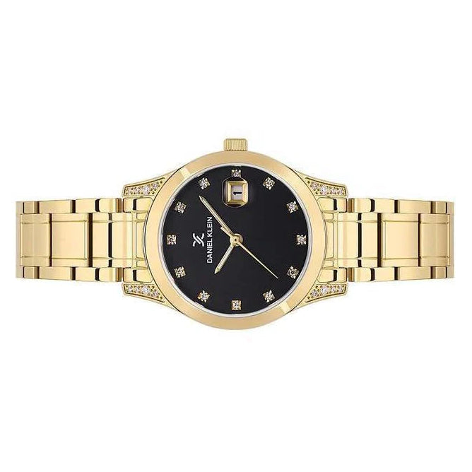 Daniel Klein Black Dial Calendar Gold Stainless Women’s Watch | DK113782-3