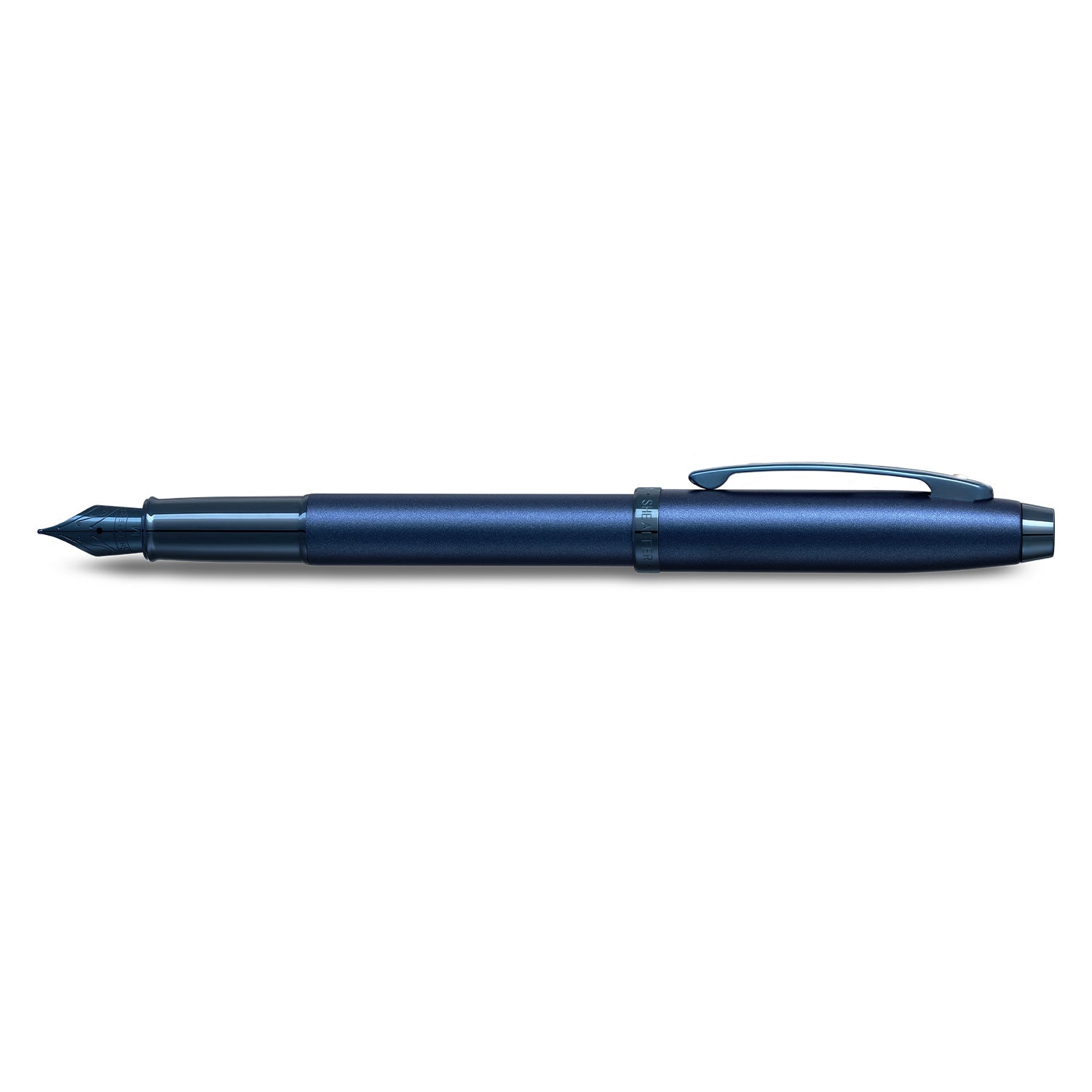 Sheaffer 100 9371 Satin Blue Fountain Pen With PVD Blue Trim | E0937153