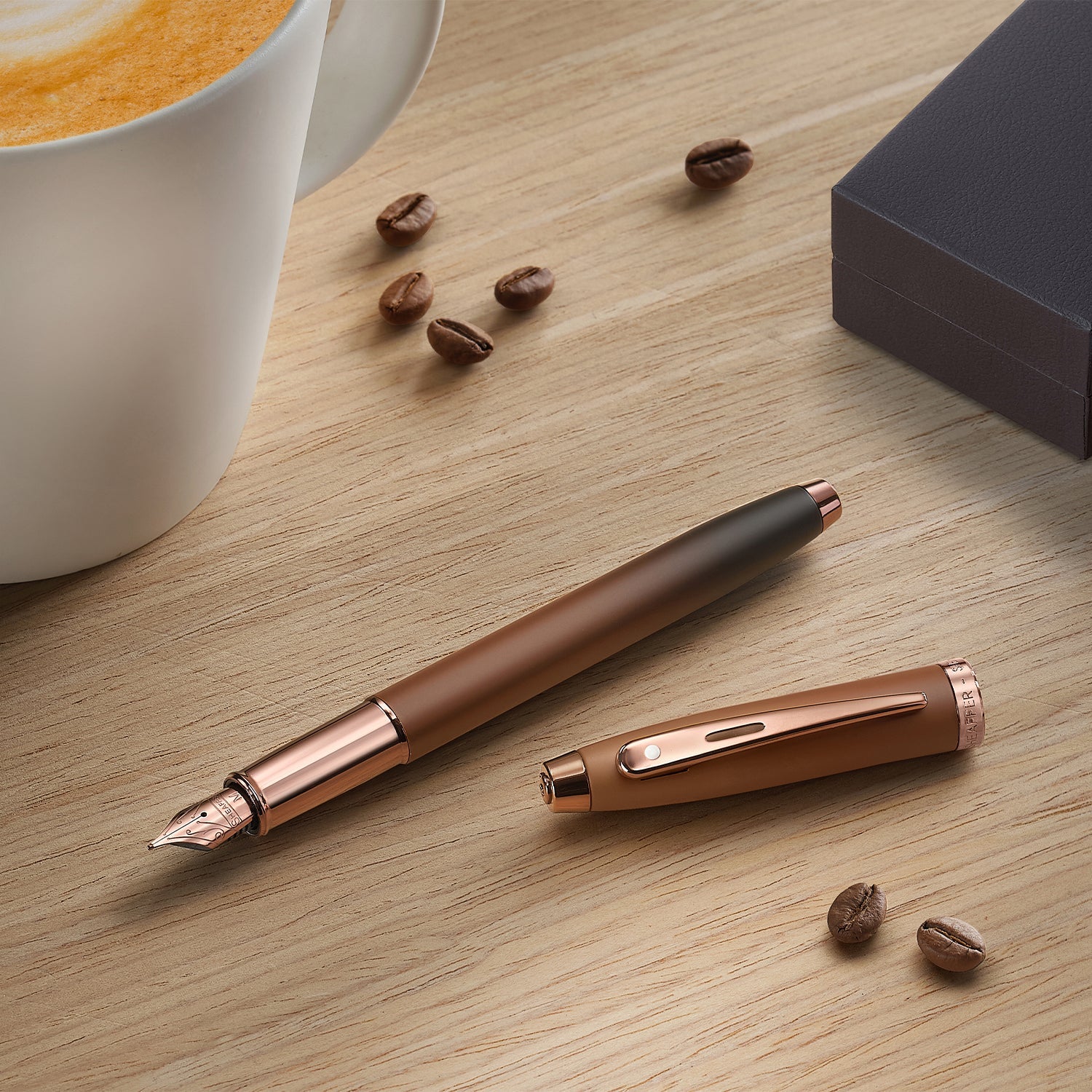 Sheaffer 100 9374 Coffee Edition Matt Brown Fountain Pen with Regal Brown PVD Trims | E0937453