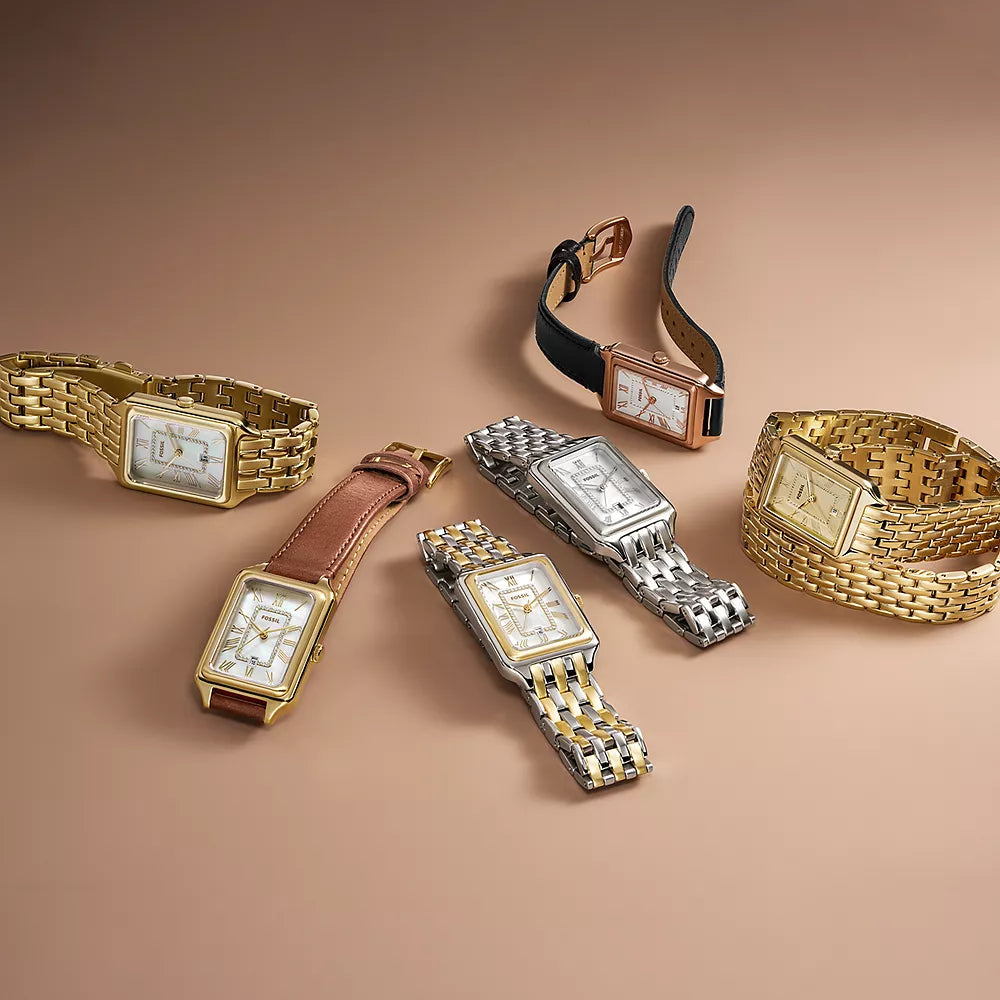 Fossil Raquel Three-Hand Medium Brown LiteHide Leather Woman's Watch | ES5307