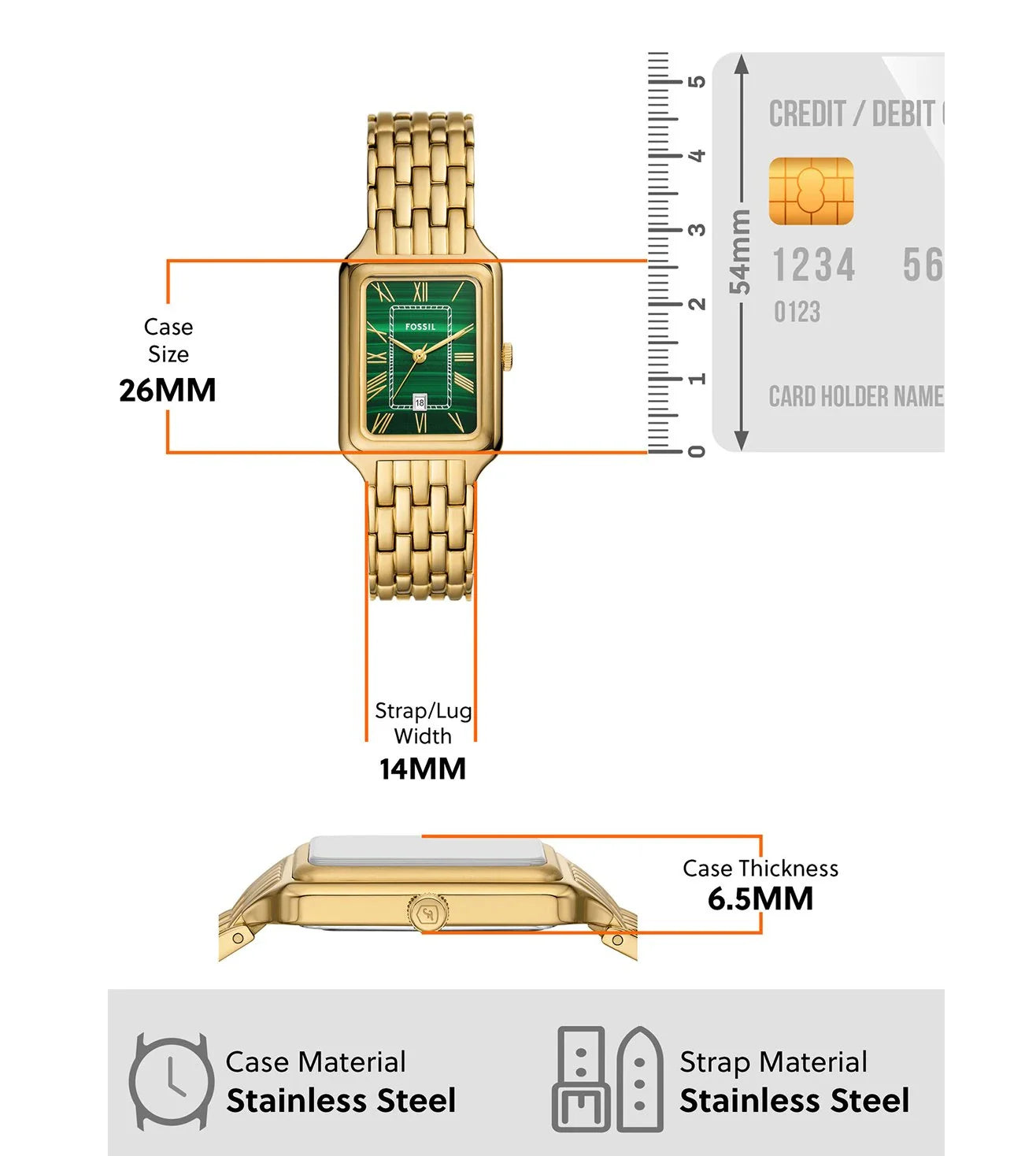 Fossil Raquel Green Dial Gold Analog Women's Watch | ES5341
