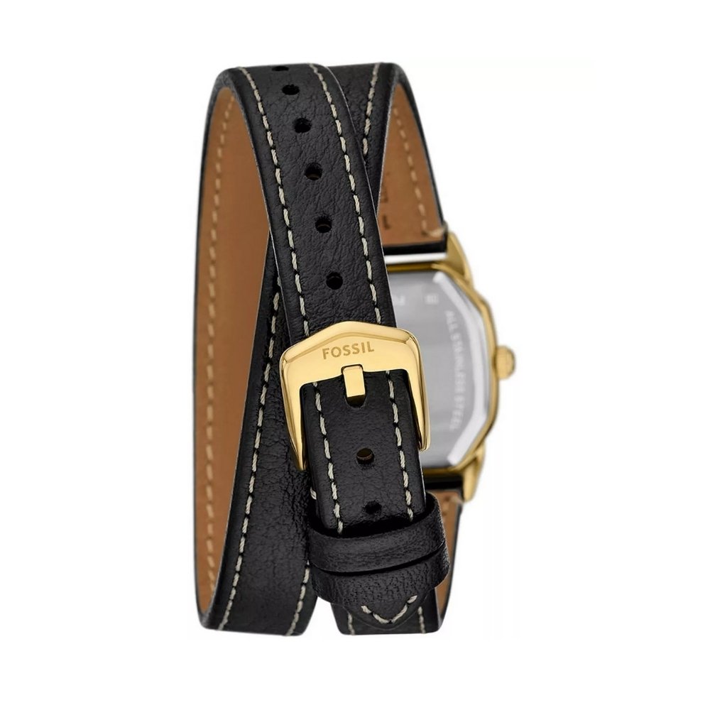 Fossil Harlow Three-Hand Black Leather Women's Watch | ES5404